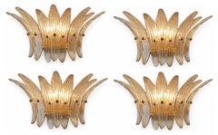 Set Four Elegant  Applique Palmette Vintage - verres fumés
