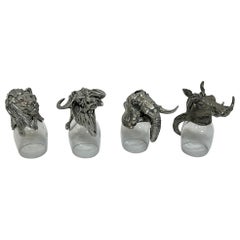 Set Four Frankli Wild Royal Selangor South African Figural Animal Shot Glasses
