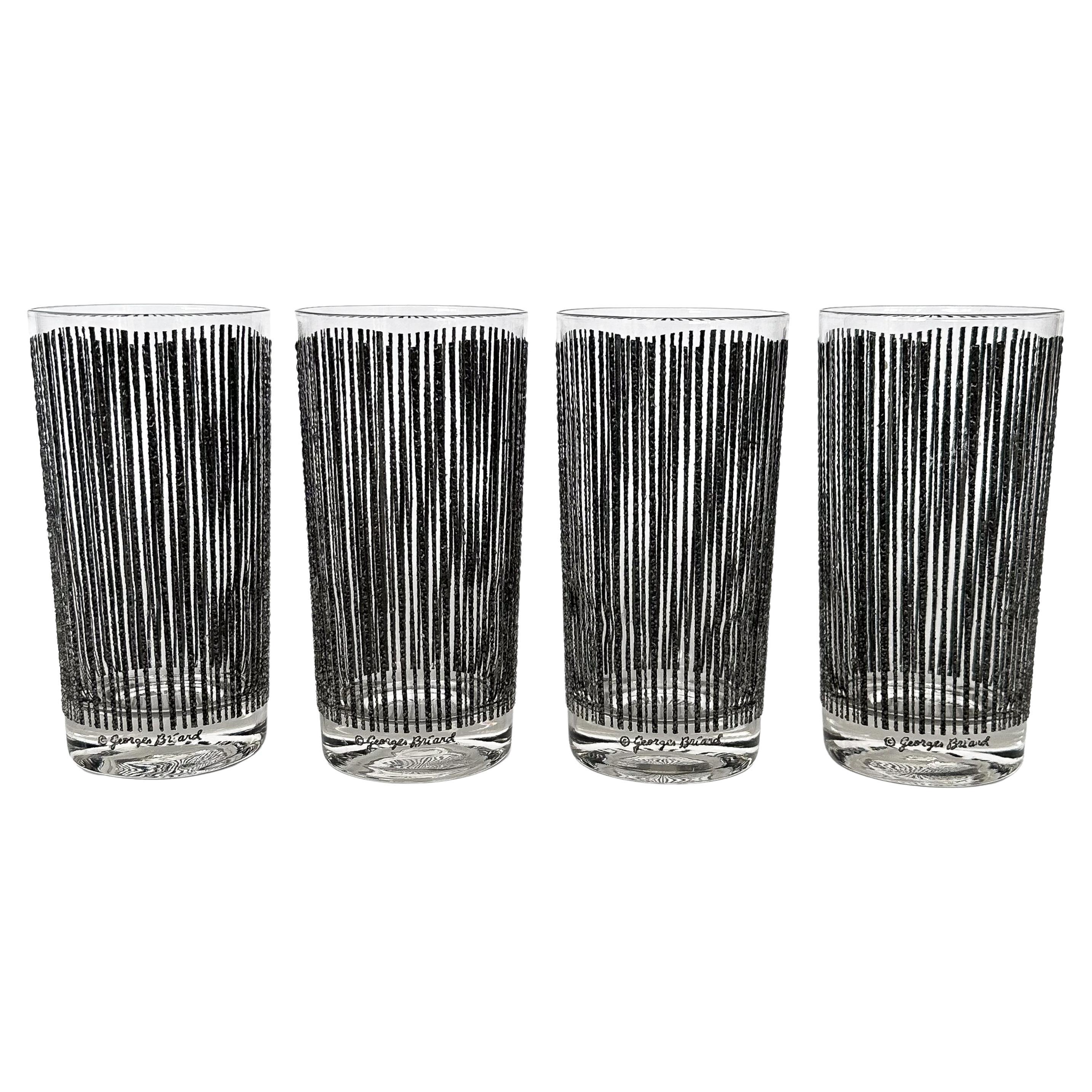 Set Four Georges Briard Black "Icicle" Highball Glasses