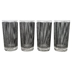 Retro Set Four Georges Briard Black "Icicle" Highball Glasses