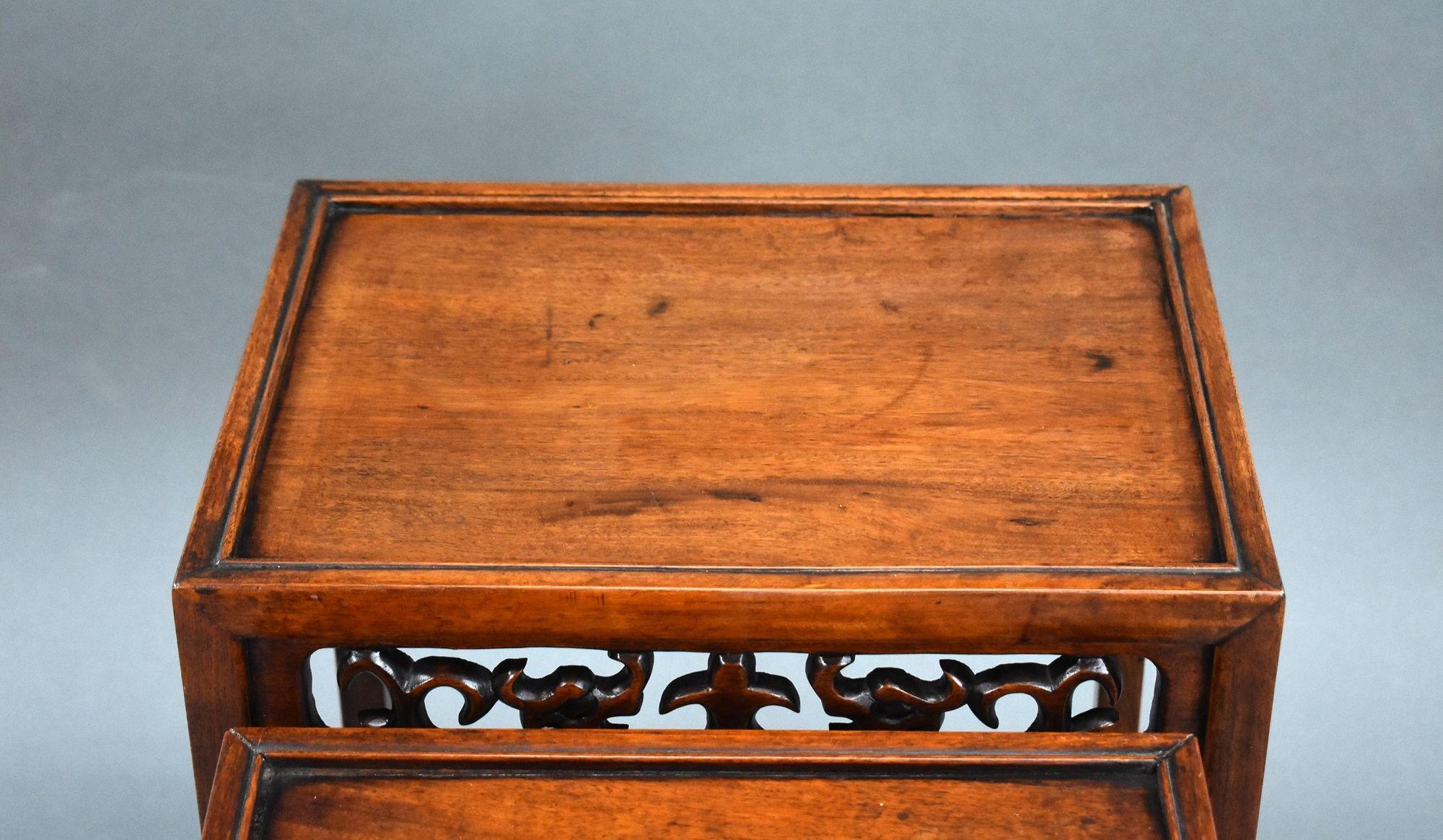 Set Four graduated Chinese Hardwood Nest Tables For Sale 7