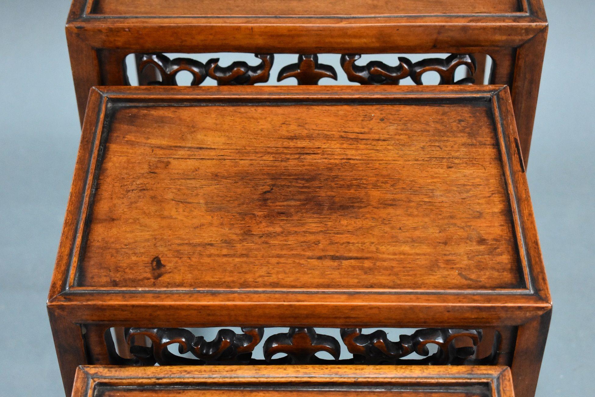 Set Four graduated Chinese Hardwood Nest Tables For Sale 8