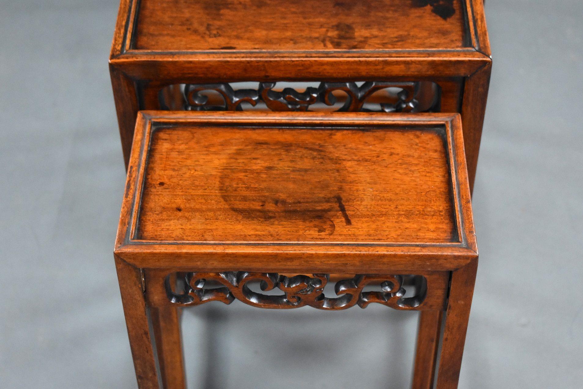 Set Four graduated Chinese Hardwood Nest Tables For Sale 10