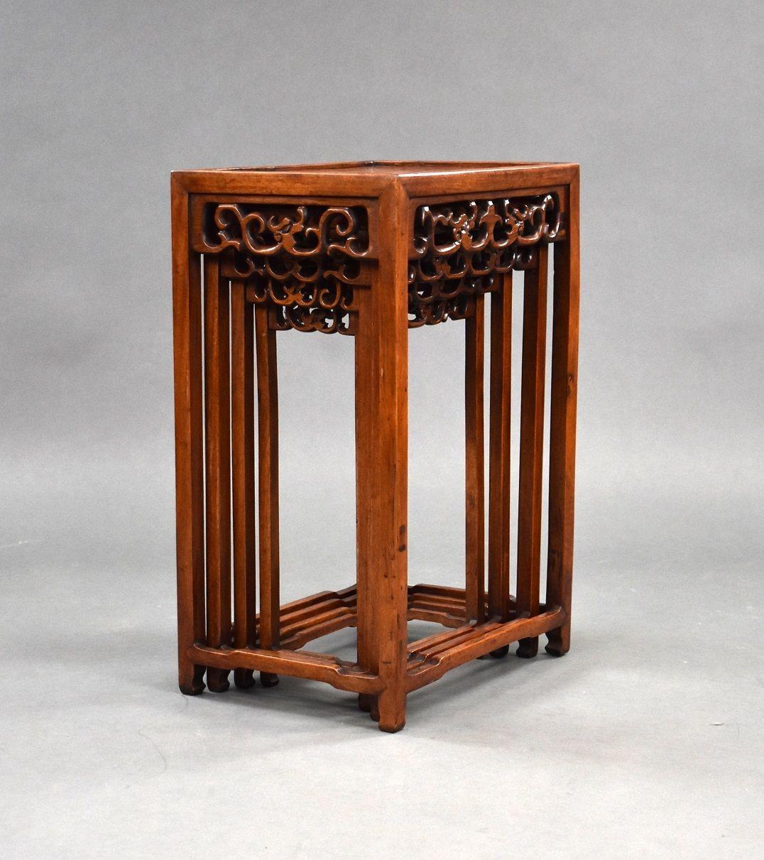 Set Four graduated Chinese Hardwood Nest Tables In Good Condition For Sale In Chelmsford, Essex