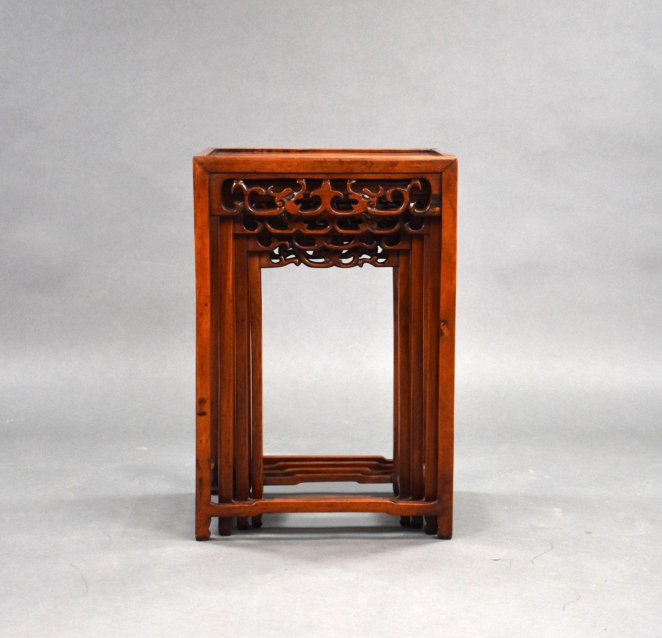 19th Century Set Four graduated Chinese Hardwood Nest Tables For Sale
