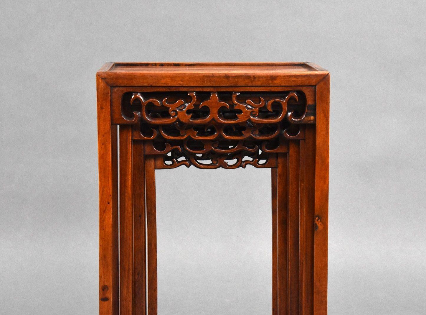 Set Four graduated Chinese Hardwood Nest Tables For Sale 1
