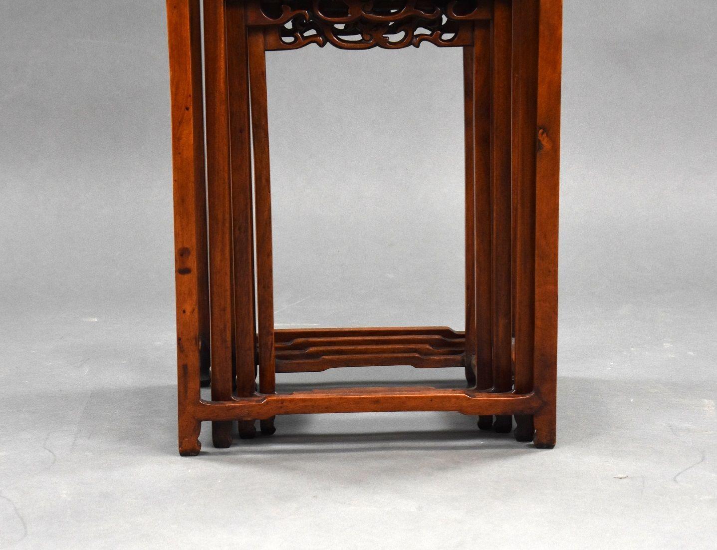 Set Four graduated Chinese Hardwood Nest Tables For Sale 2