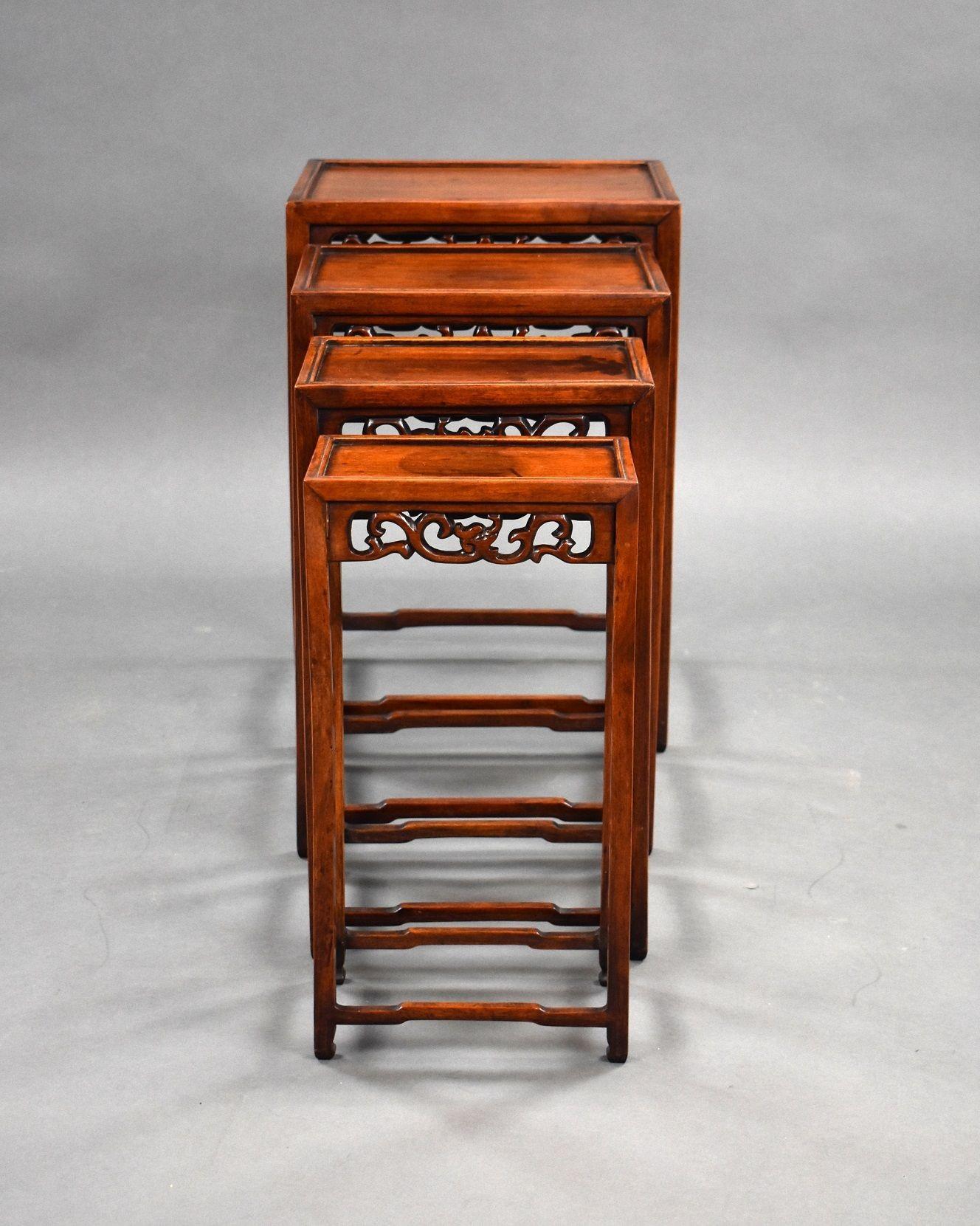 Set Four graduated Chinese Hardwood Nest Tables For Sale 5