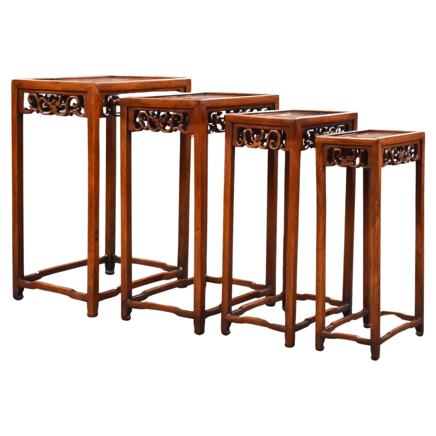 Set Four graduated Chinese Hardwood Nest Tables