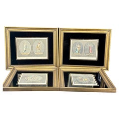 Set Four Hand Colored Pierre Gravees Antiques Engravings