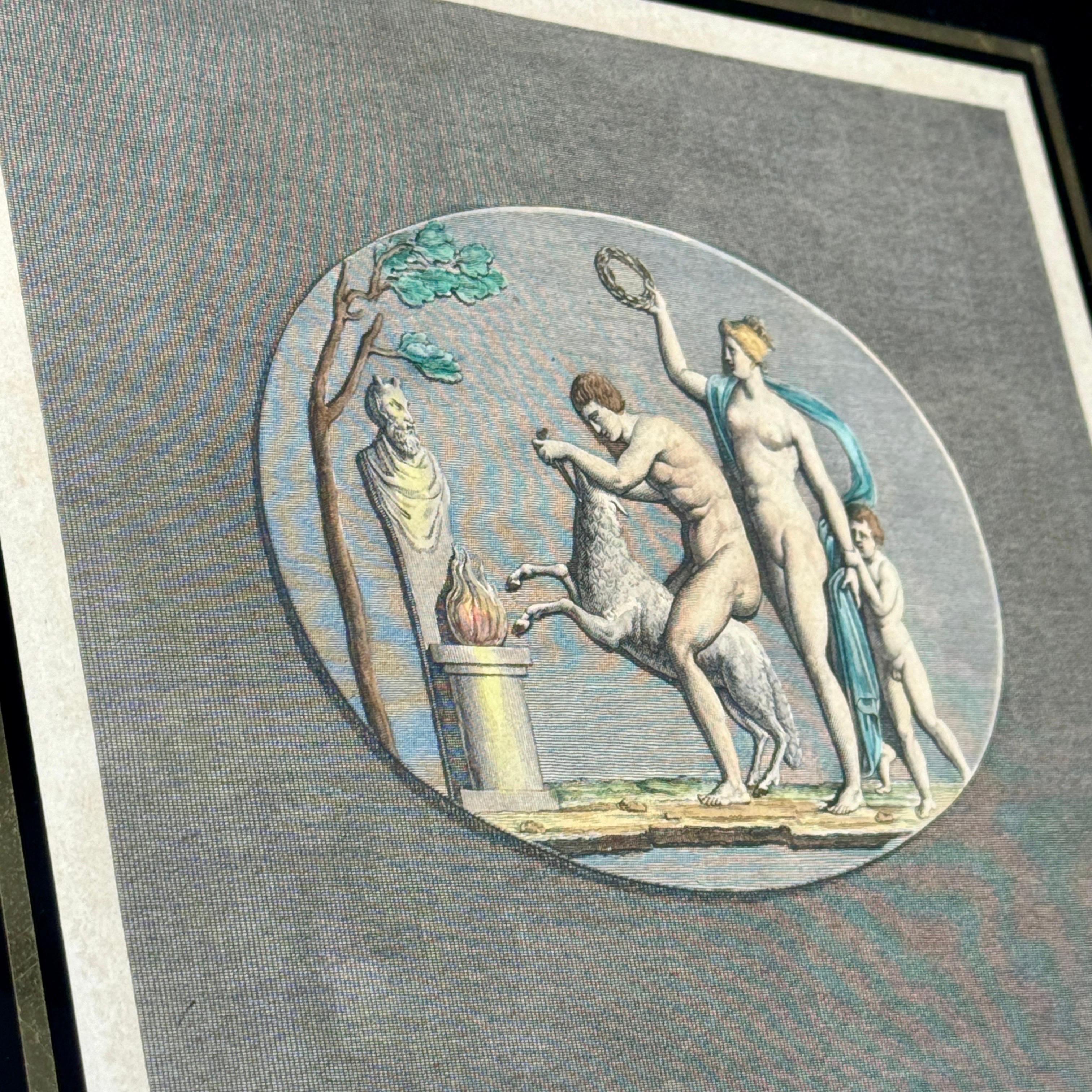 Set Four Hand Colored Pierre Gravees Antiques Engravings For Sale 1