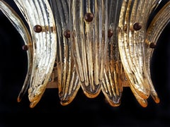 Set Four Italian Amber Palmette Sconces, Murano