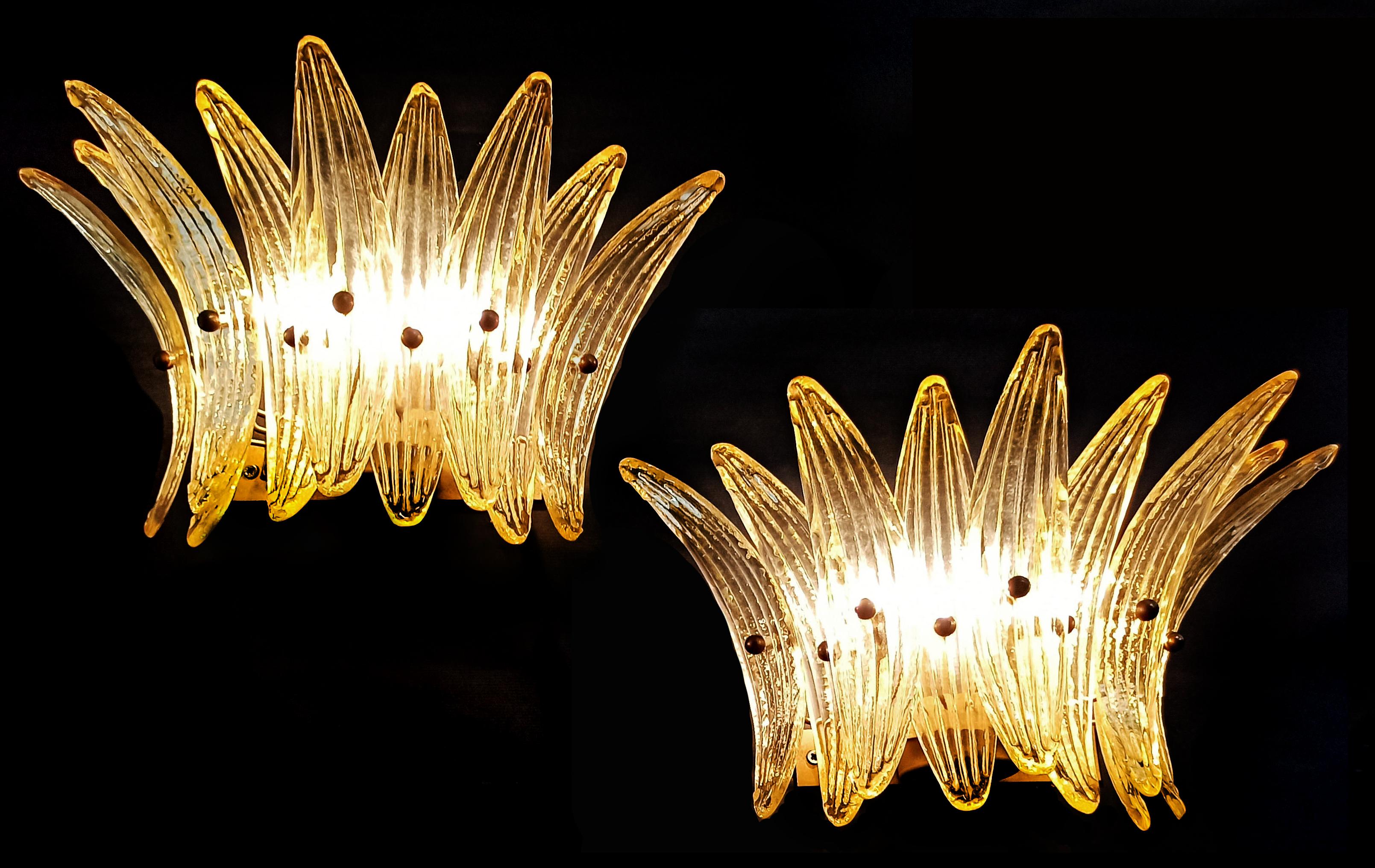 Set Four Italian Amber Palmette Sconces, Murano For Sale 2