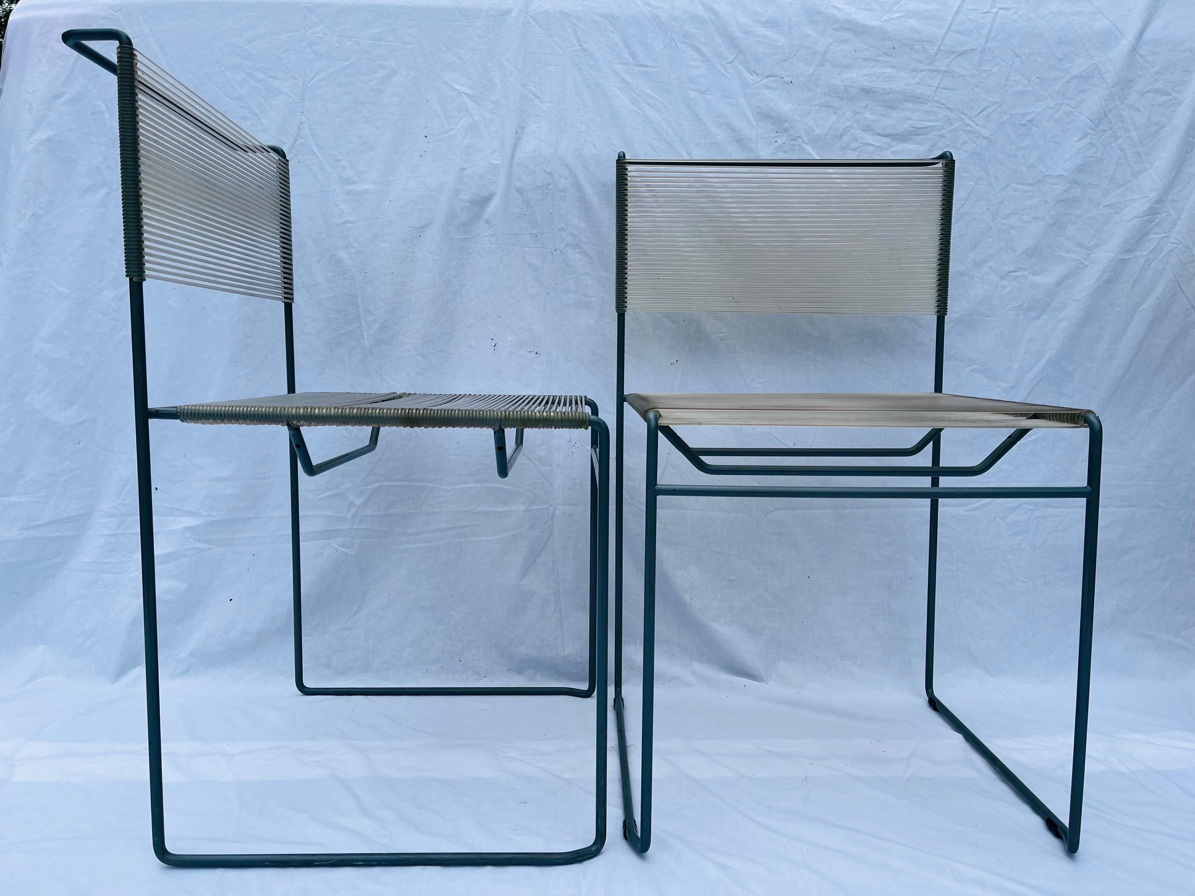 Set aus vier italienischen Design-Stühlen mit Spaghettiträgern aus der Fly Line von Giandomenico Belotti im Angebot 4