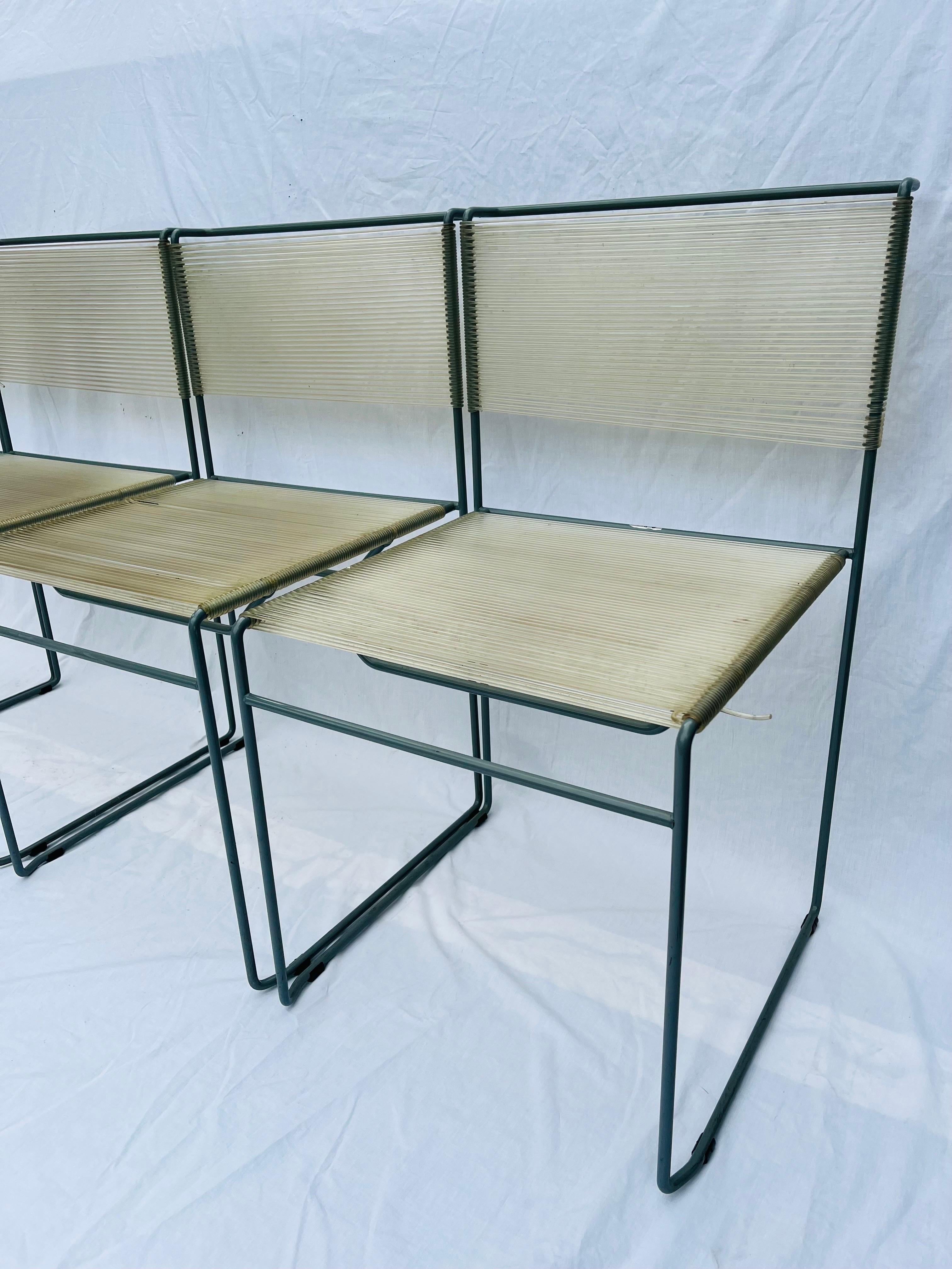 Set Four Italian Design Fly Line Spaghetti Strap Chairs by Giandomenico Belotti In Good Condition For Sale In Atlanta, GA