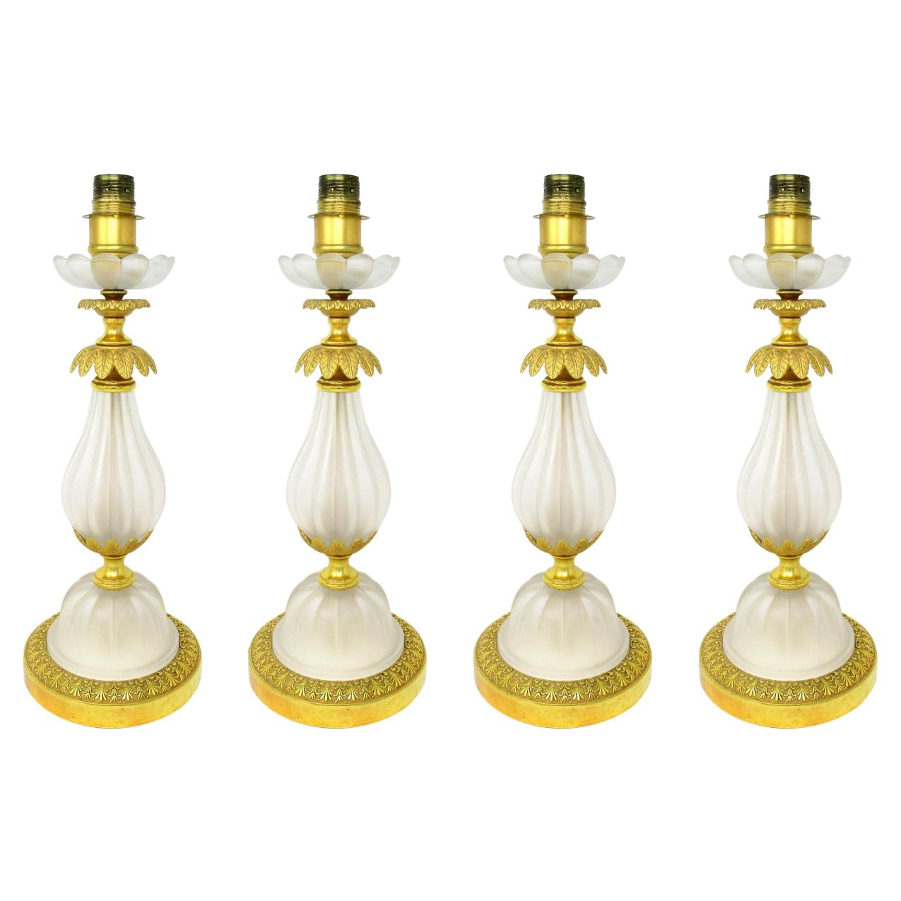 Set of Four Italian Murano Glass Table Lamps Mid-Century Modern Barovier Toso