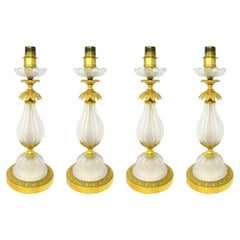Set of Four Italian Murano Glass Table Lamps Mid-Century Modern Barovier Toso