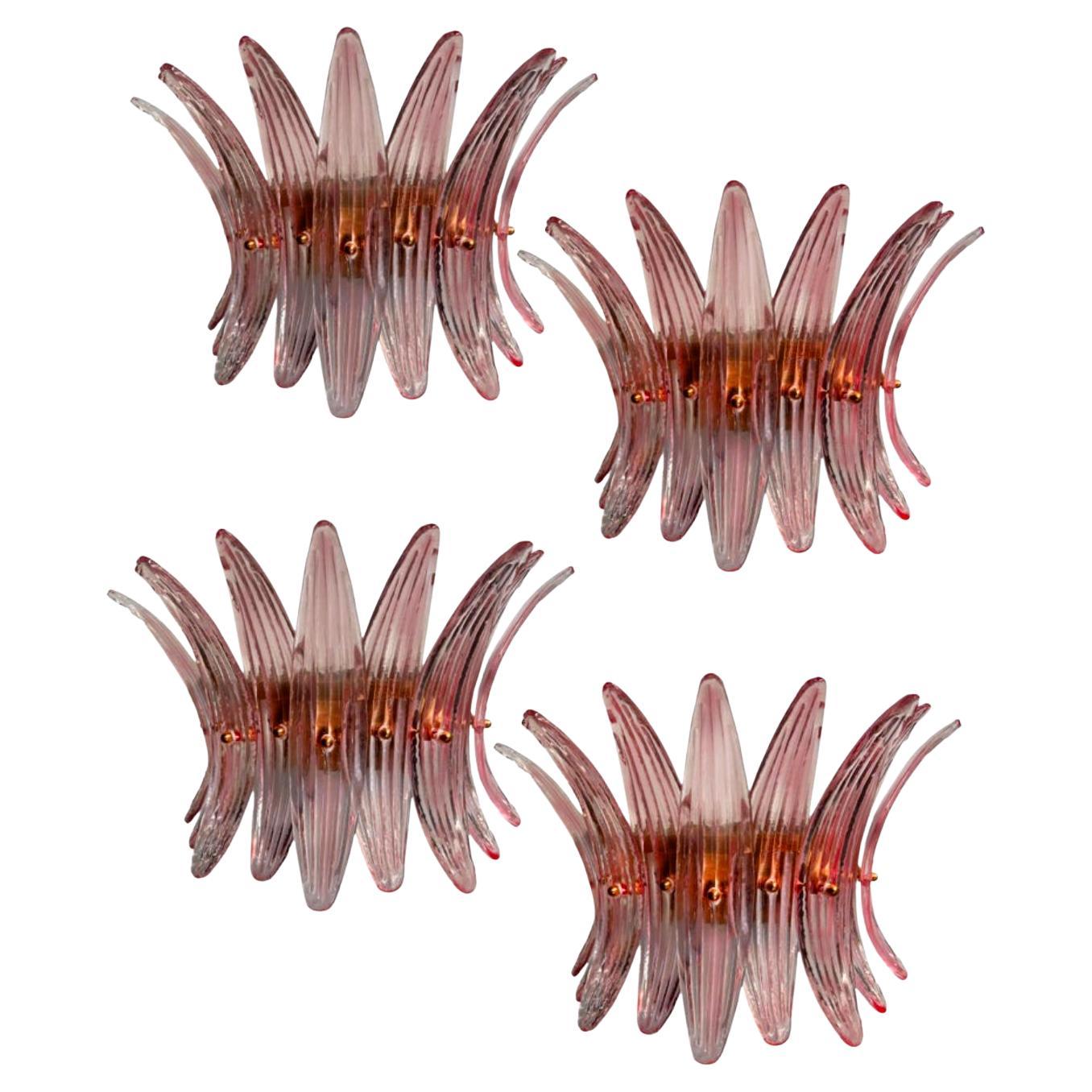 Set Four Italian Wall Sconces, Murano, 1990s en venta