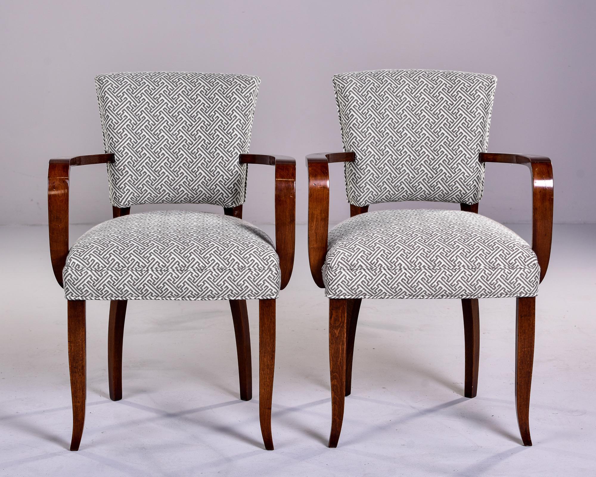 20th Century Set Four Mahogany Bridge Chairs with New Upholstery