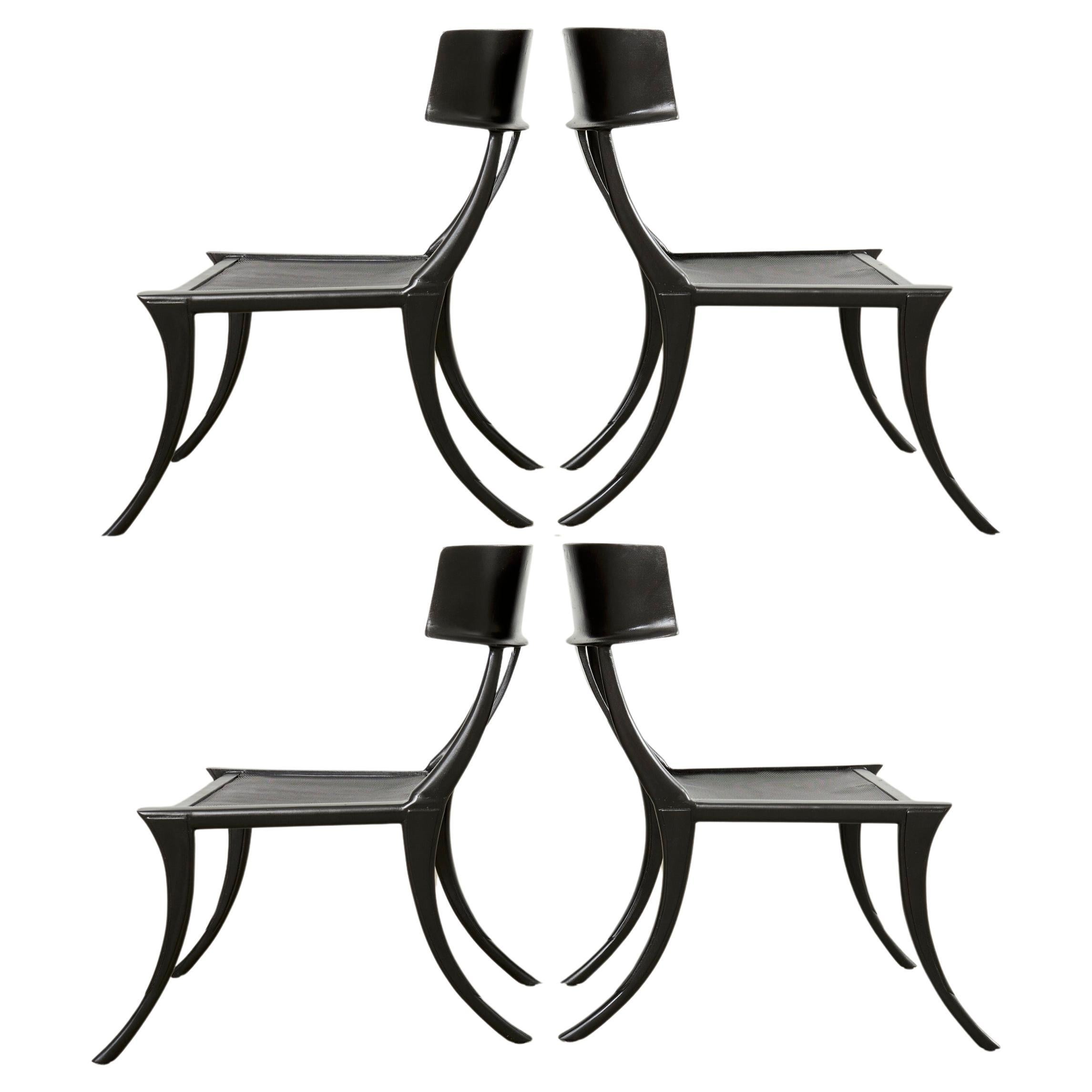 Set Four Michael Taylor Metal Klismos Garden Chairs in vendita