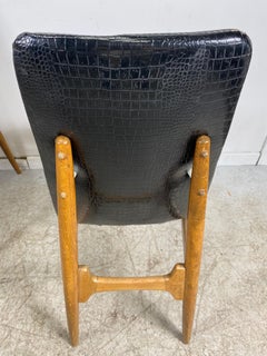 Set Four Mid-Century Modern Dining Chairs, Original Alligator Patent Leather