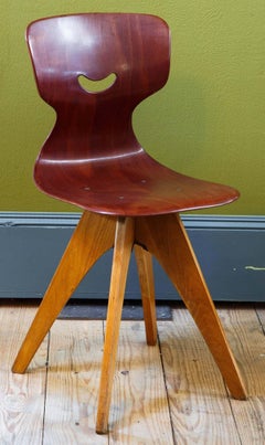 Set di quattro sedie in compensato tedesche del Medioevo disegnate da Adam Stegner per Pagholz