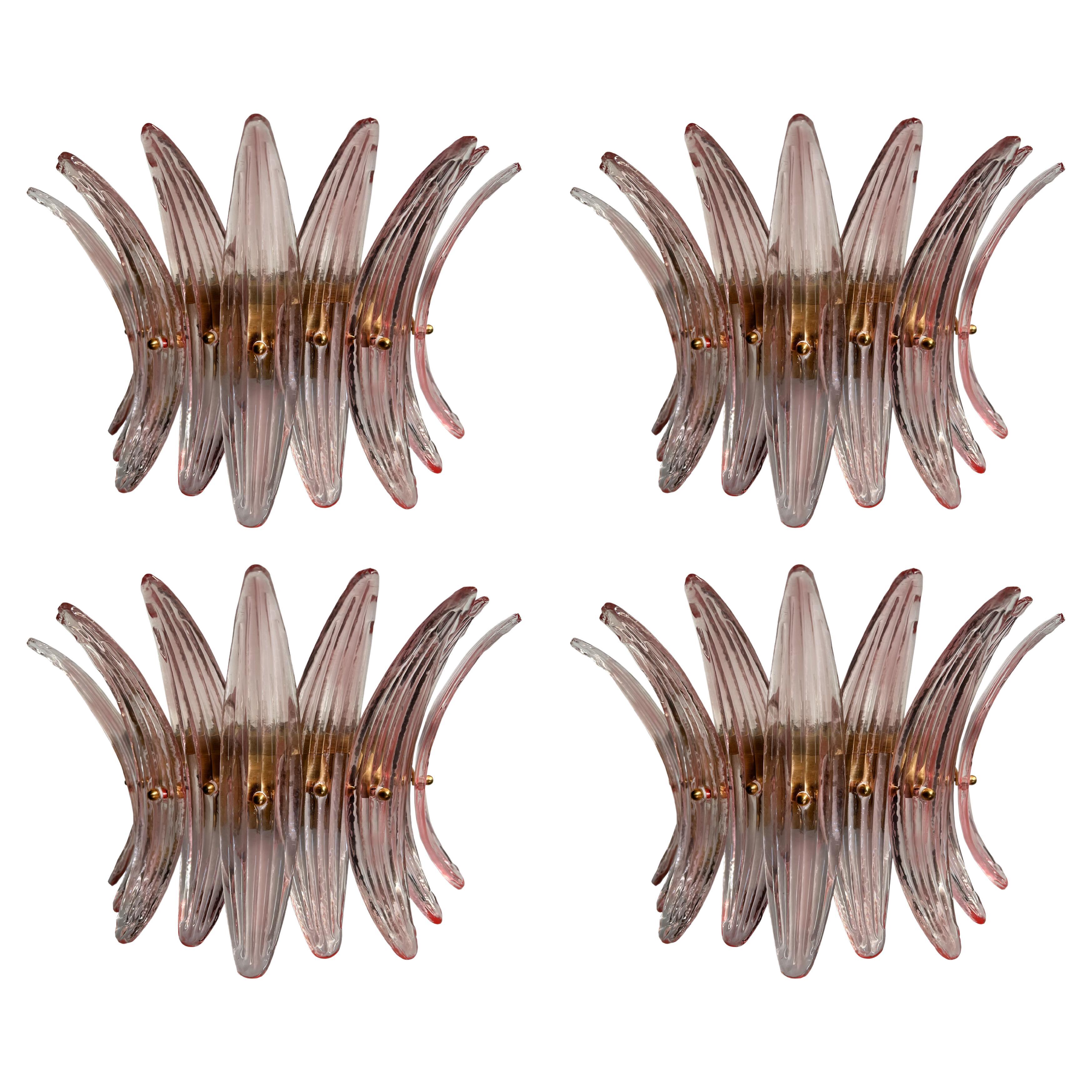 Set Four Pink Palmette, Murano