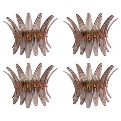 Set Four Pink Palmette, Murano