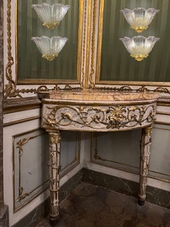 Set  Four Sconces Gold Inclusions Barovier & Toso Style, Murano, 1980