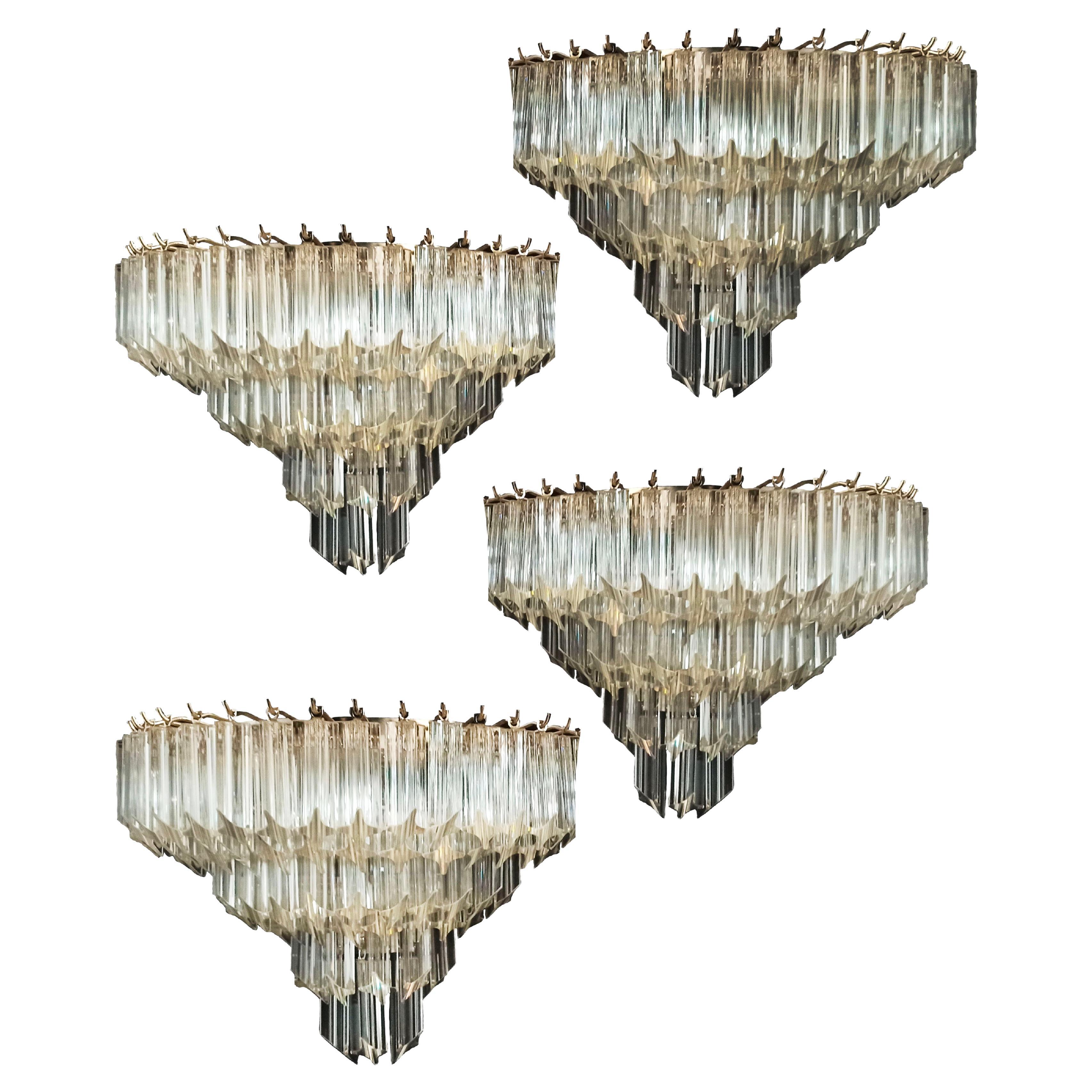 Set Four vintage Murano wall sconces – 63 transparent quadriedri For Sale