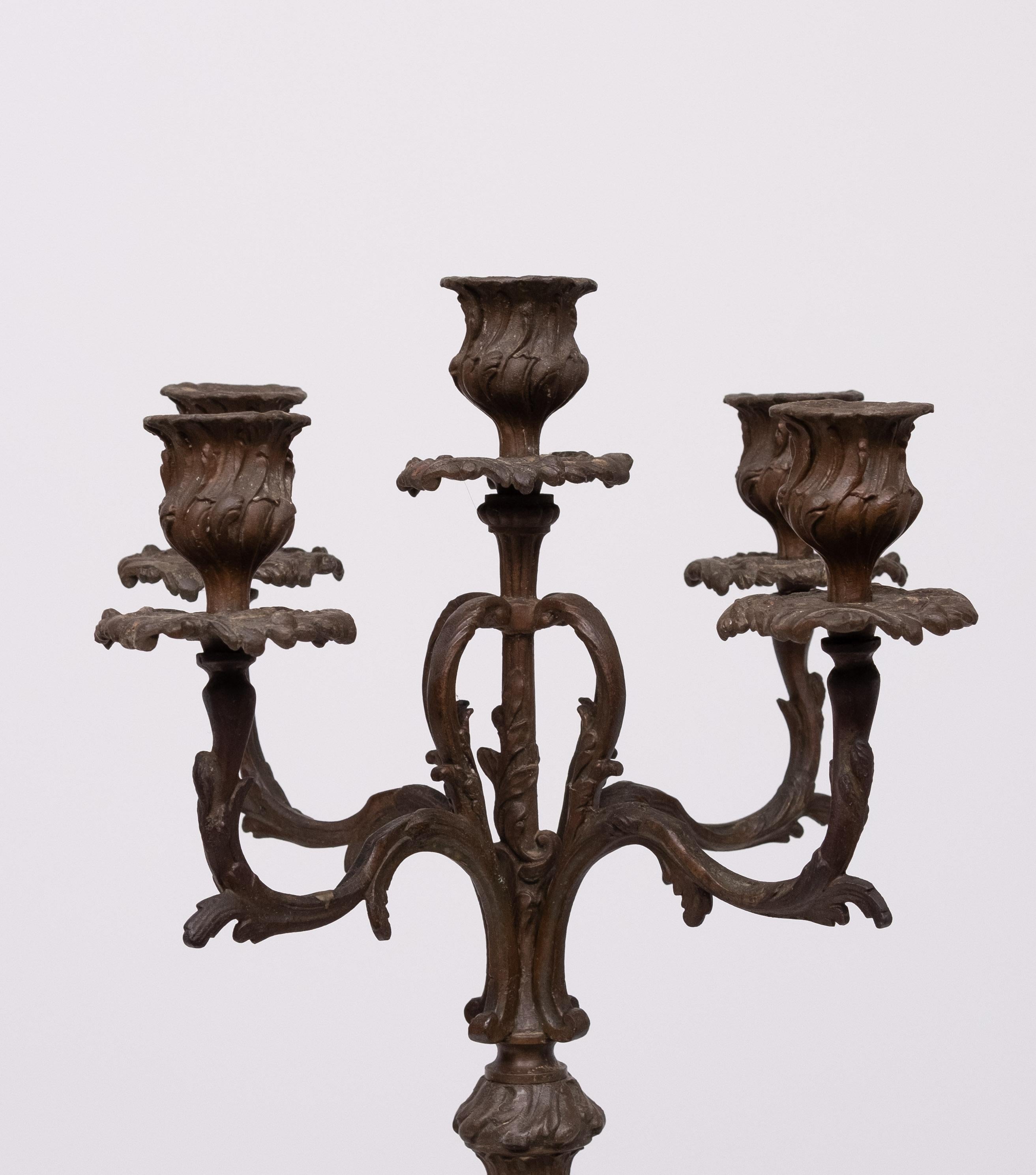 Marble set France Antique Louis XVI  Candelabras  1880s For Sale