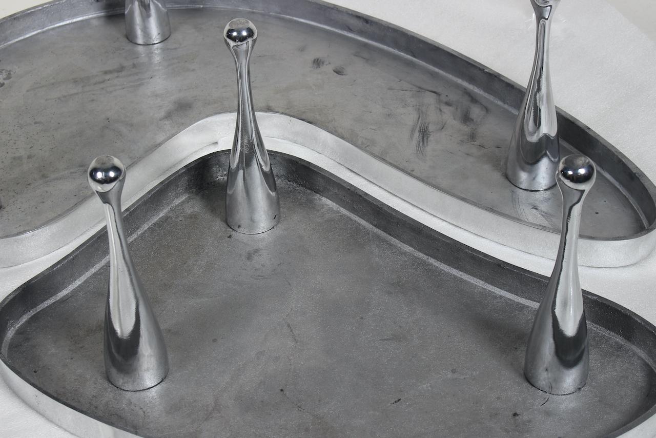 Set Frederick Kiesler Cast Aluminium Nesting Tables, 1980s Palazzetti Re-Edition 9