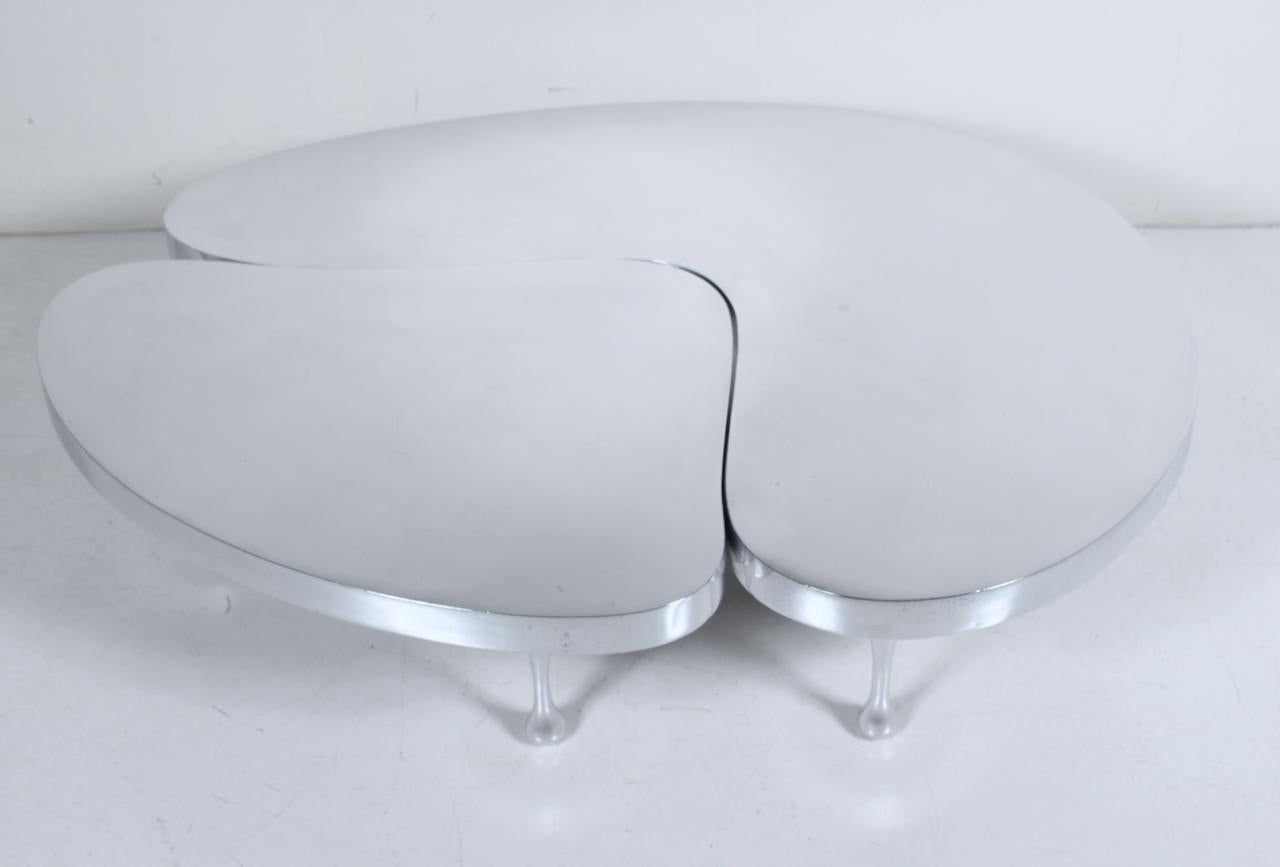 Late 20th Century Set Frederick Kiesler Cast Aluminium Nesting Tables, 1980s Palazzetti Re-Edition