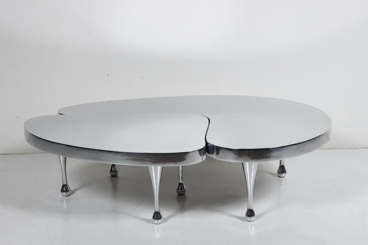 Modern Set Frederick Kiesler Cast Aluminium Nesting Tables, 1980s Palazzetti Re-Edition