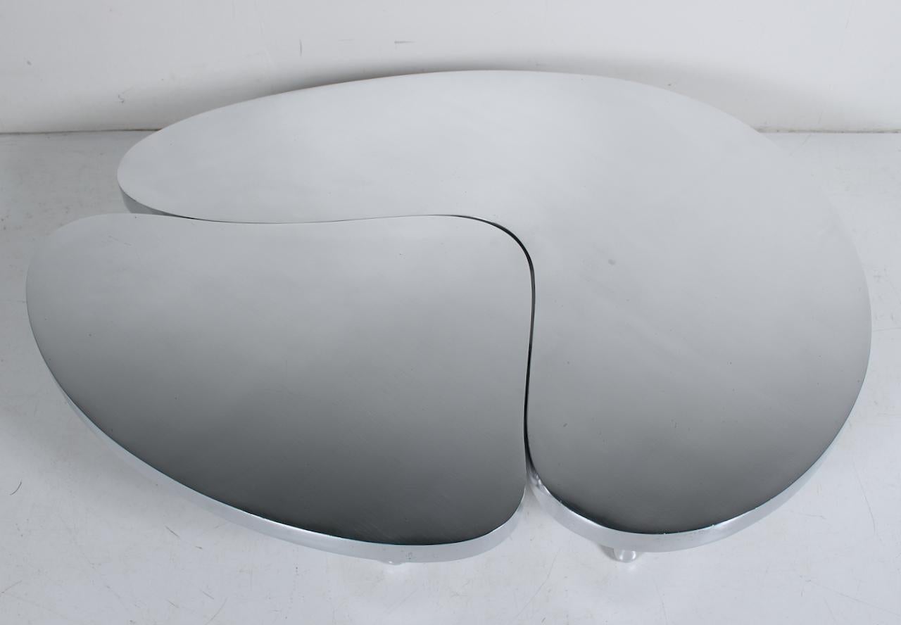Aluminum Set Frederick Kiesler Cast Aluminium Nesting Tables, 1980s Palazzetti Re-Edition