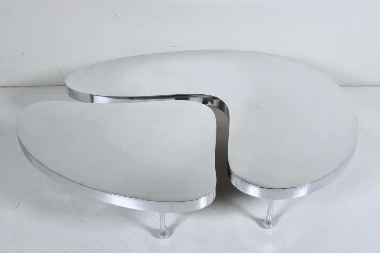 Italian Set Frederick Kiesler Cast Aluminium Nesting Tables, 1980s Palazzetti Re-Edition