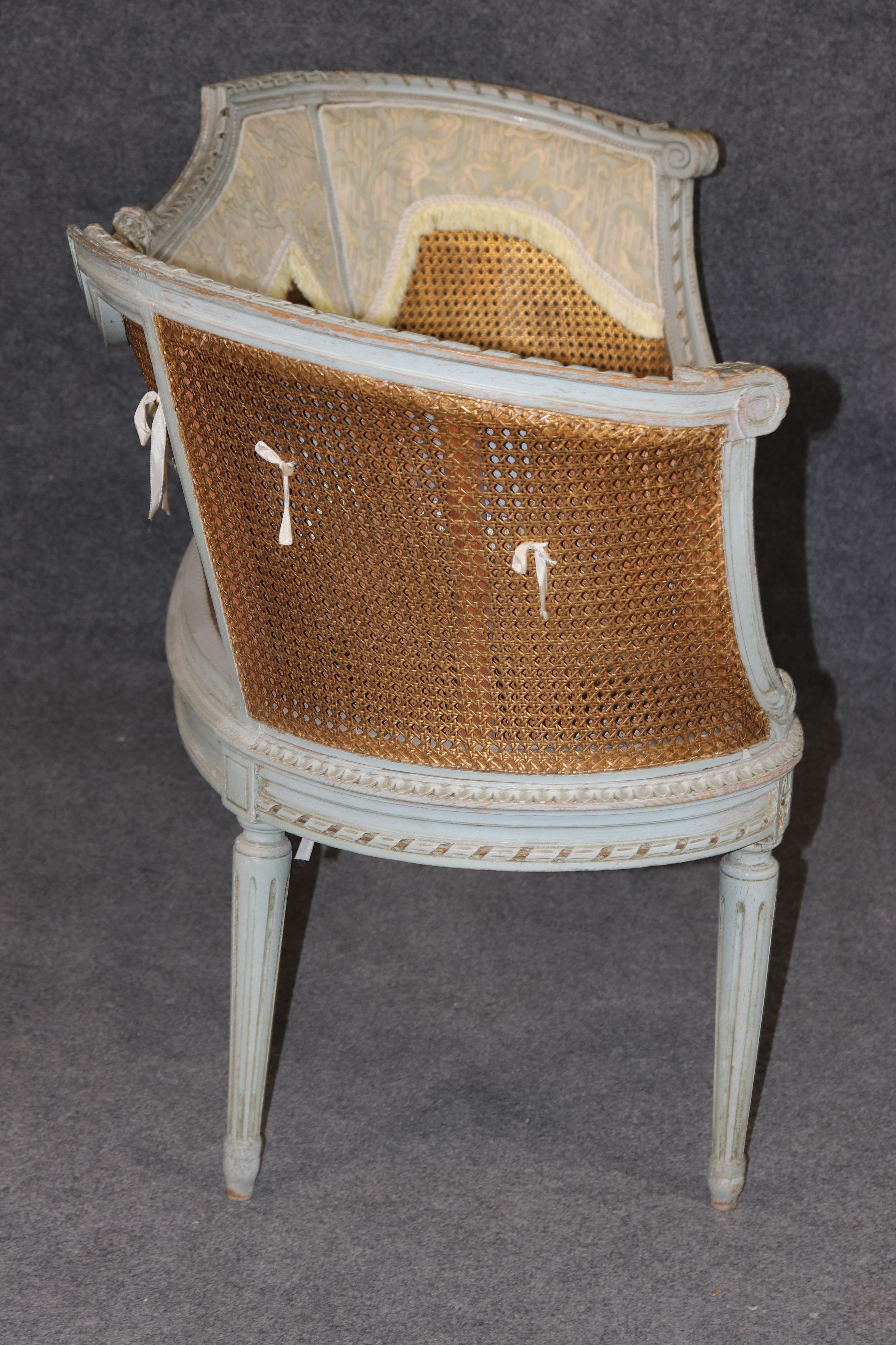 Set French Louis XVI Maison Krieger Cane Walnut Upholstered 5 Piece Parlor Set For Sale 2