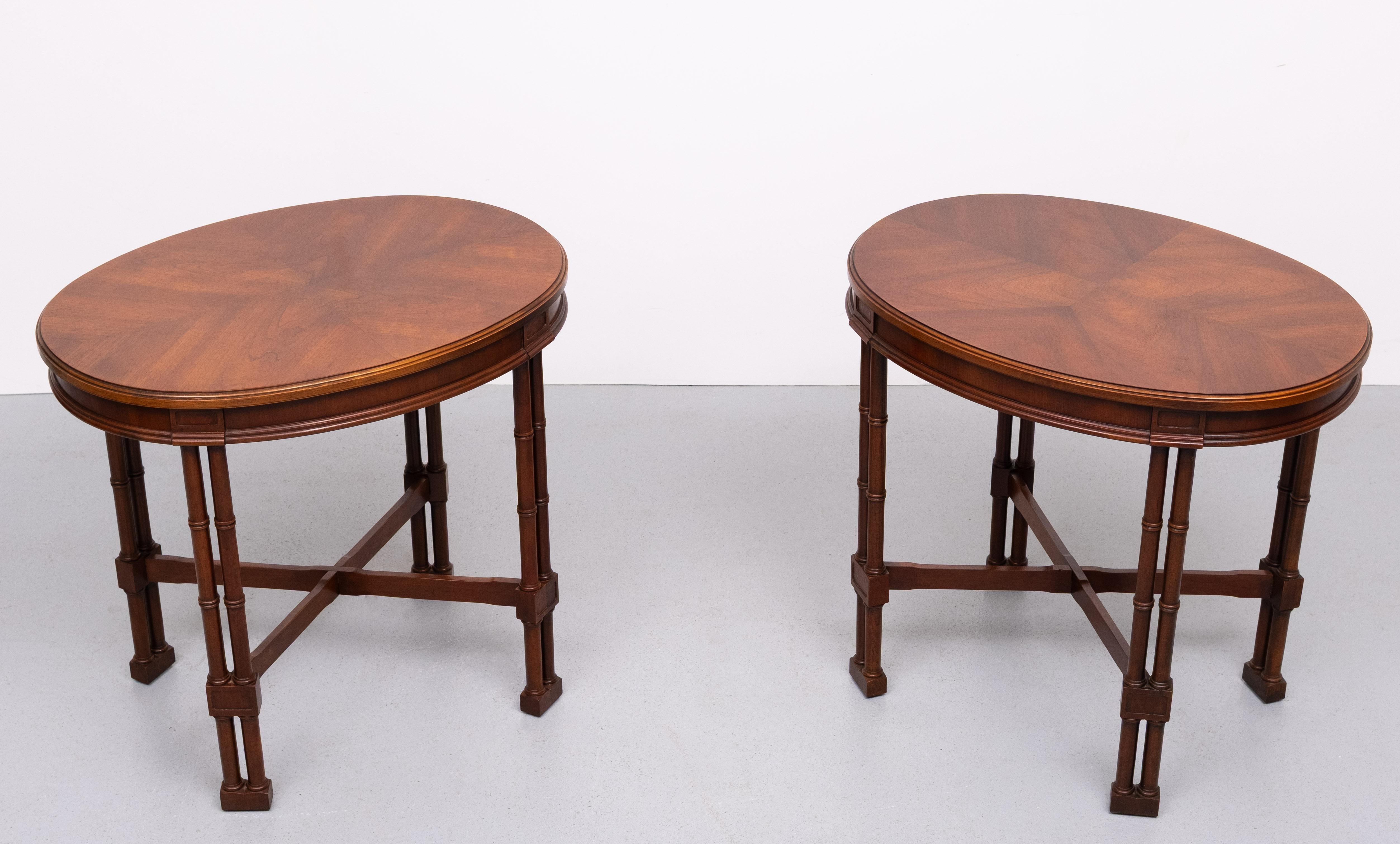 Nutwood set  Georgian style Oval shaped Side Tables  England For Sale