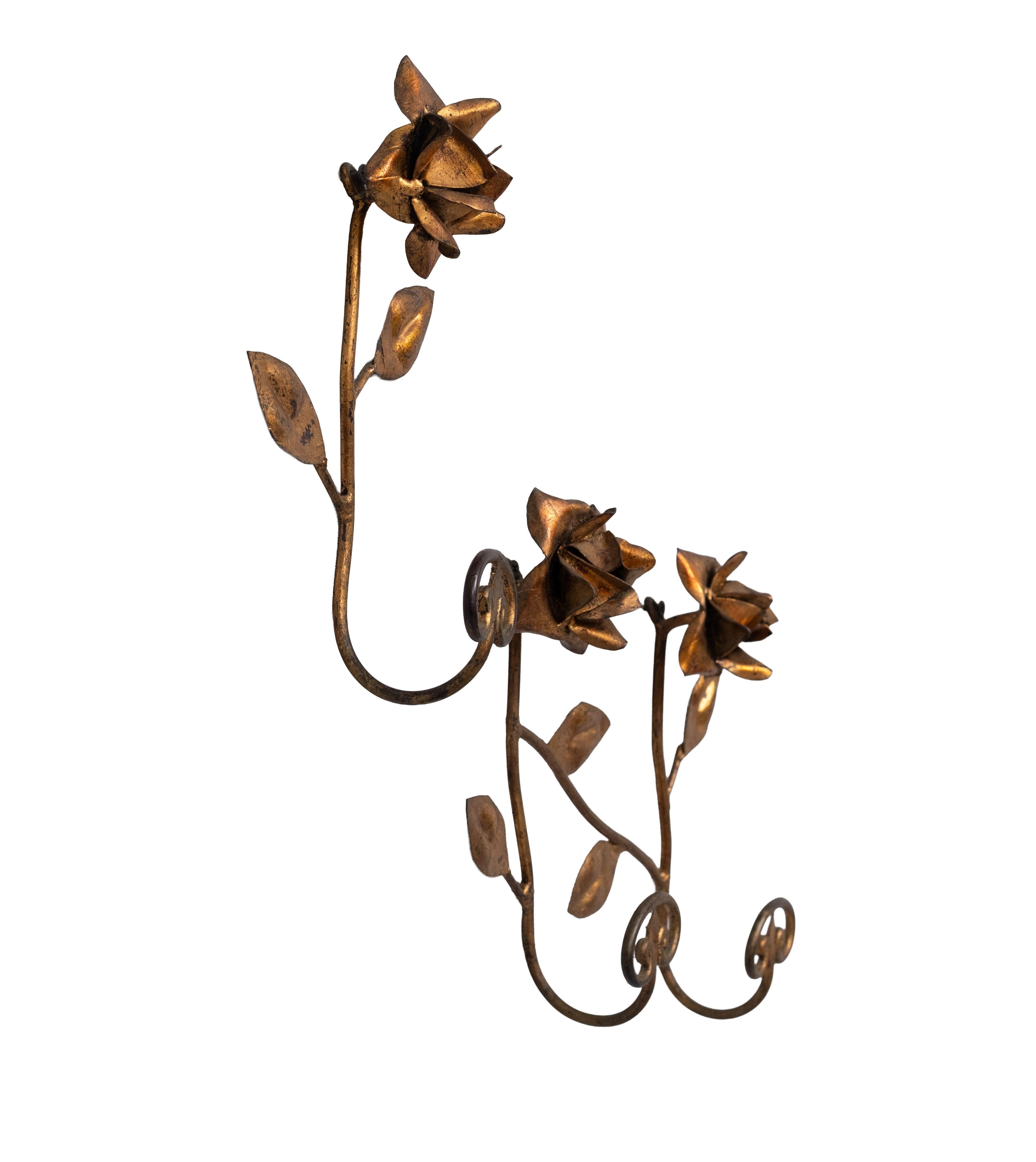 set Appendiabiti da parete in metallo dorato 1950 Francia in vendita 3