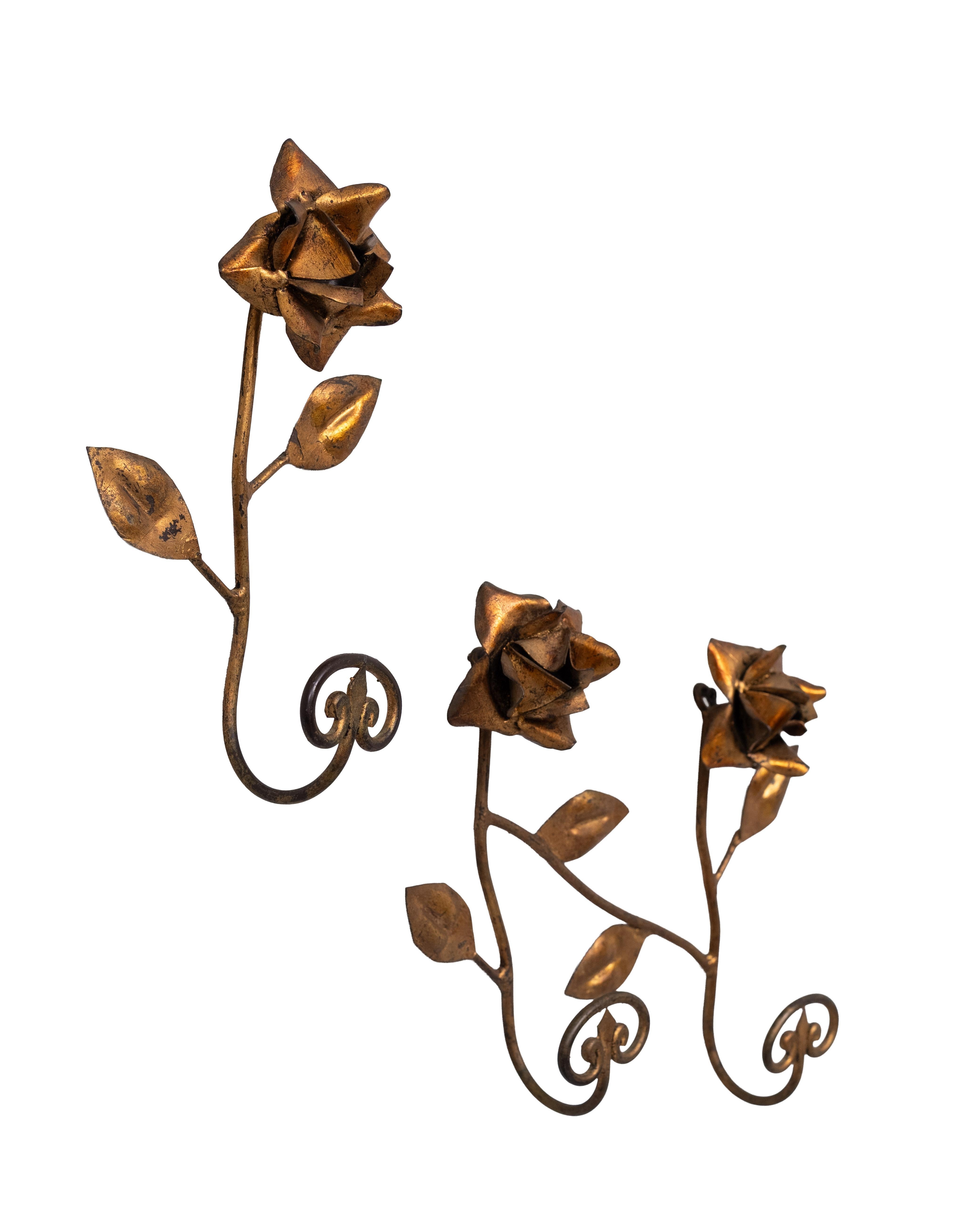 Italiano set Appendiabiti da parete in metallo dorato 1950 Francia in vendita