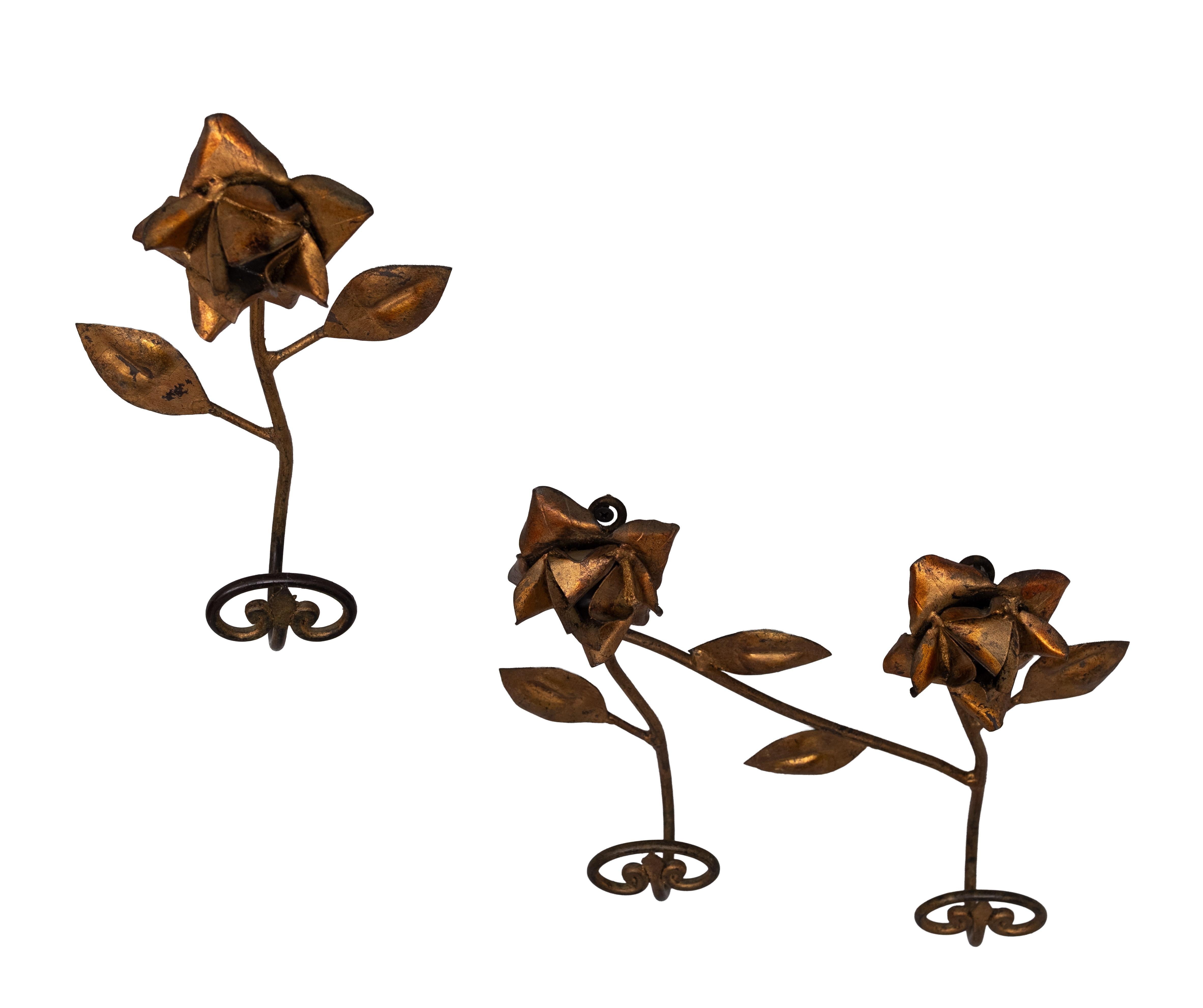 set Appendiabiti da parete in metallo dorato 1950 Francia in vendita 1