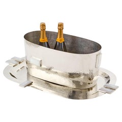SET Vassoio medio Glaciar Silver Alpaca & Cream Onyx Stone &  Secchiello per champagne