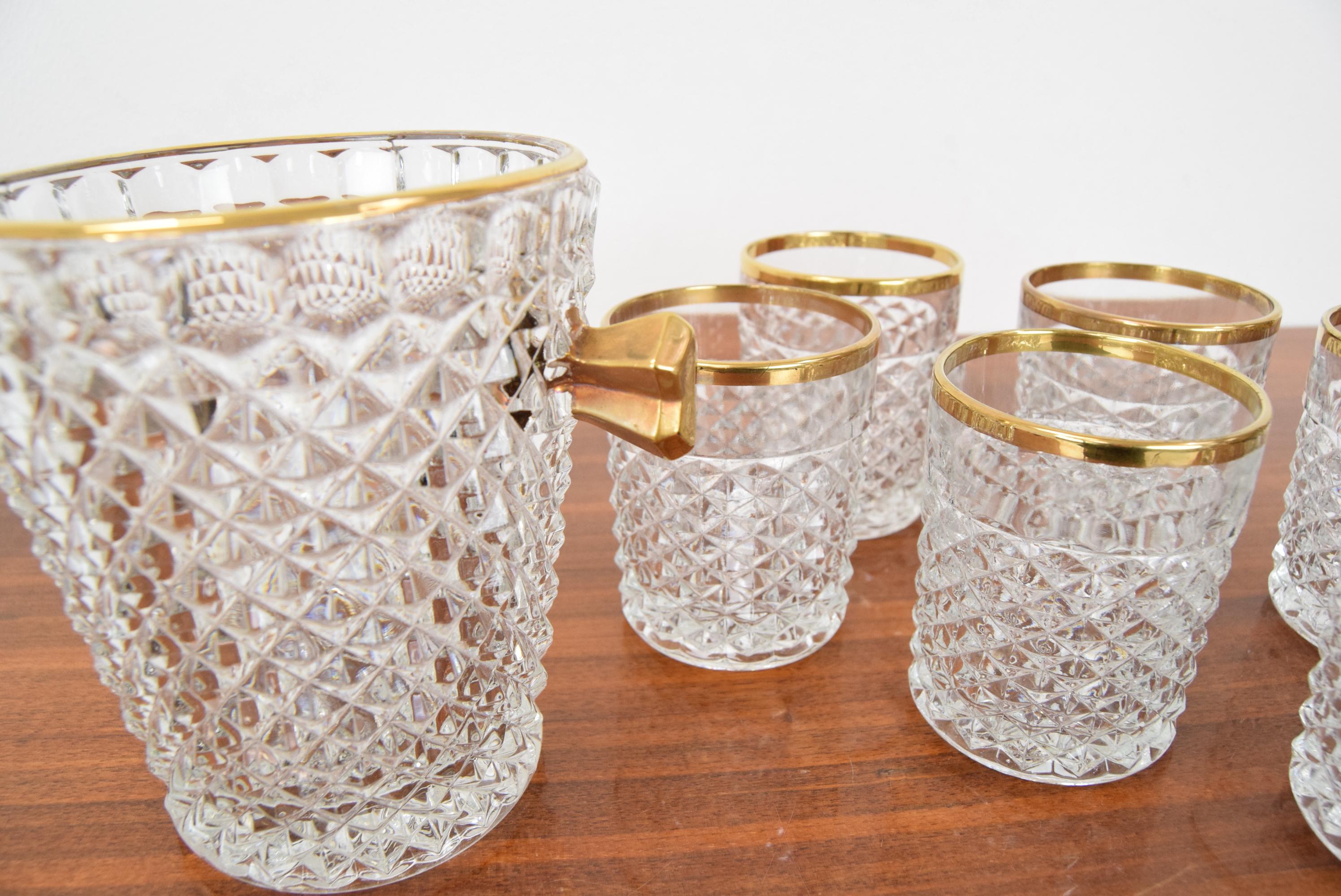 Set Glassware Barware of Mid-Century by Bohemia Crystal, 1960's For Sale 4