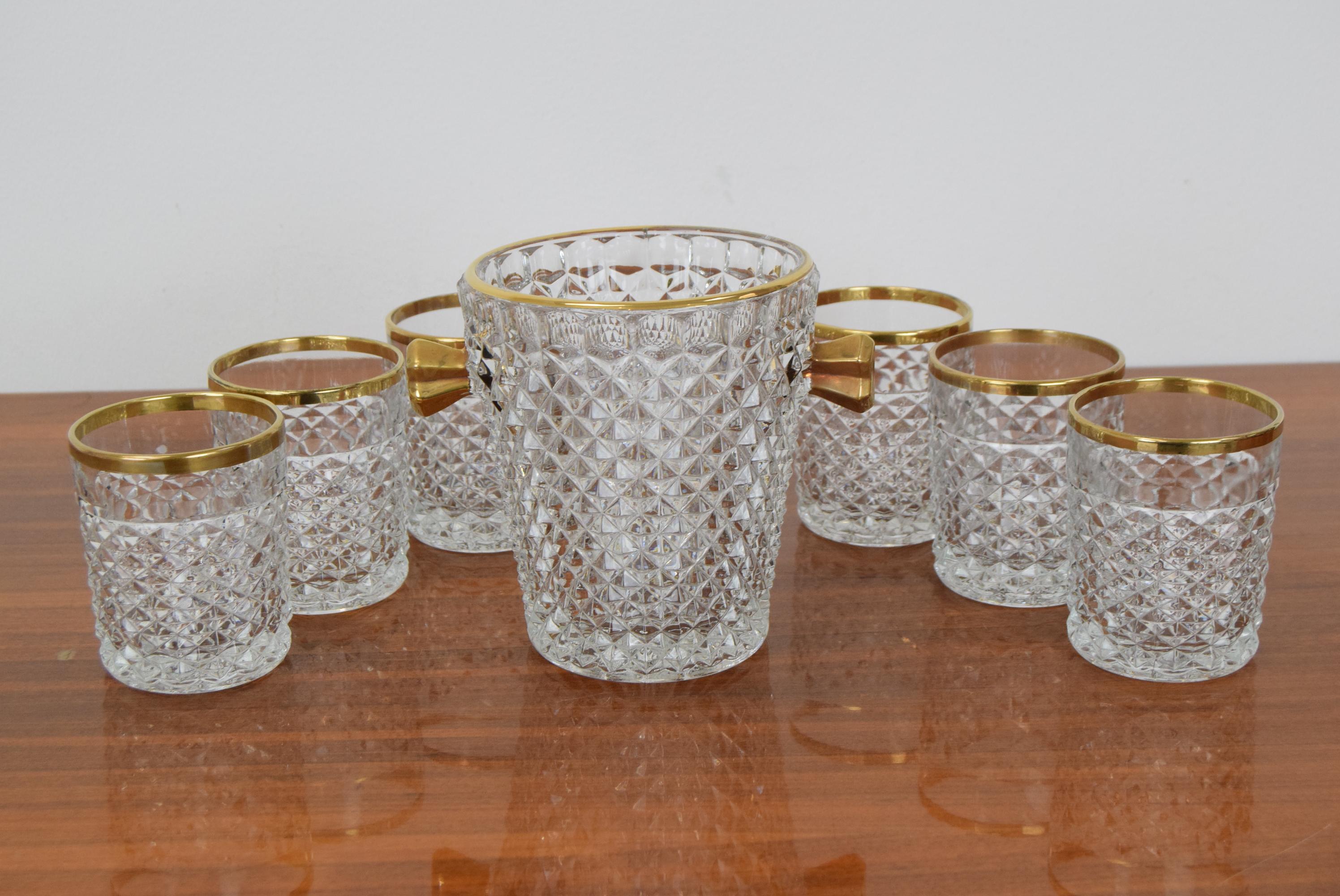 Mid-Century Modern Set Glassware Barware of Mid-Century by Bohemia Crystal, 1960's For Sale