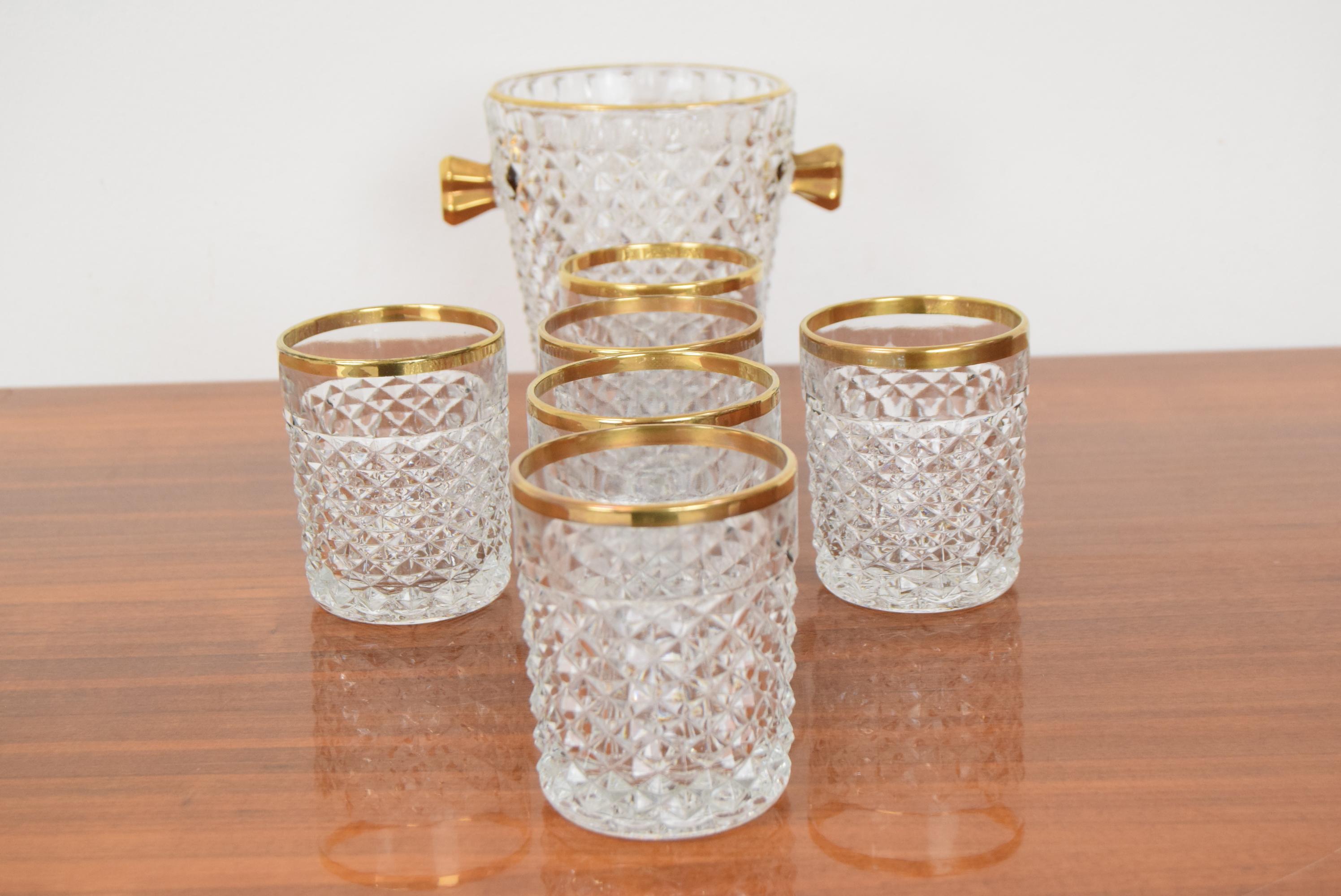 Czech Set Glassware Barware of Mid-Century by Bohemia Crystal, 1960's For Sale