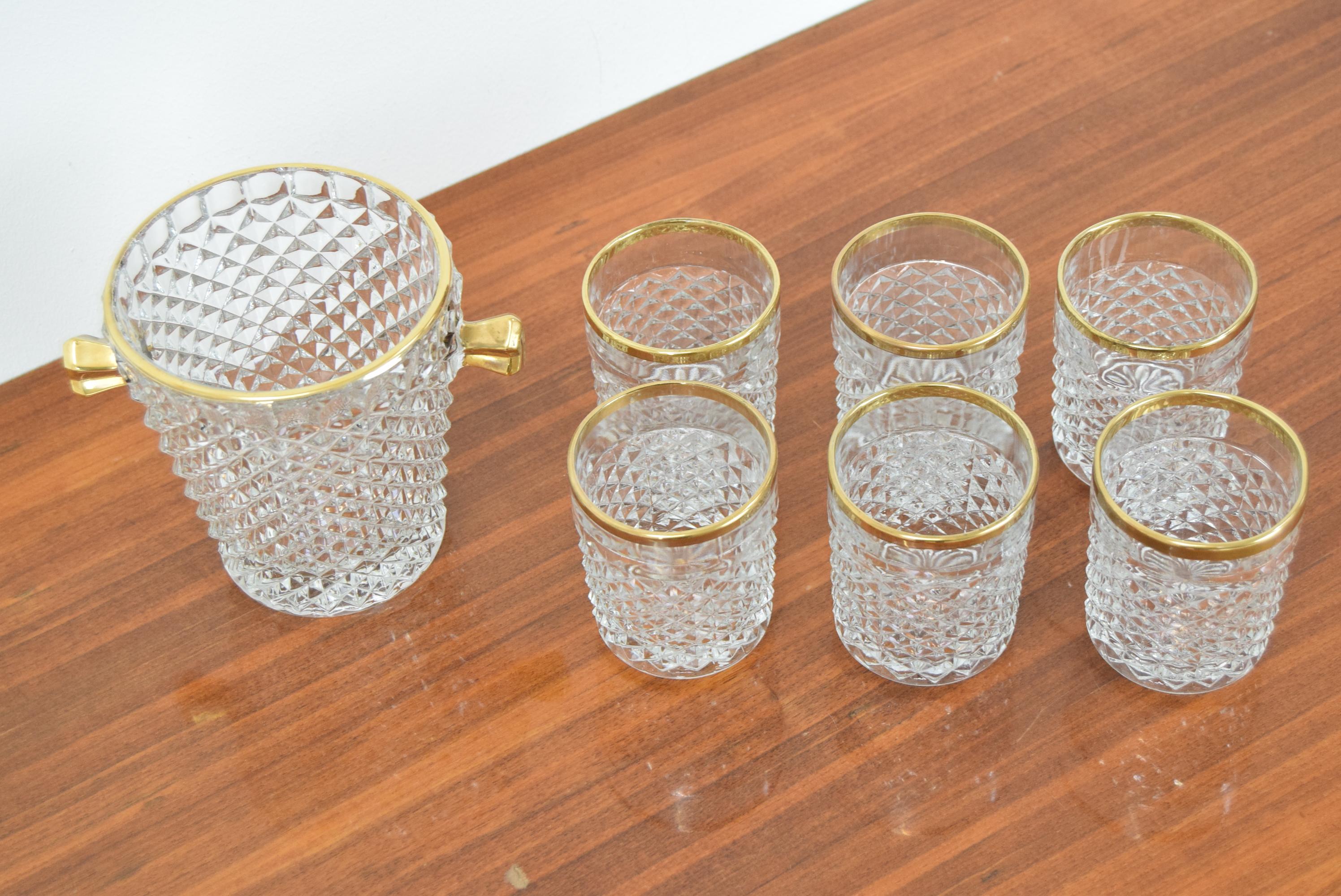Mid-20th Century Set Glassware Barware of Mid-Century by Bohemia Crystal, 1960's For Sale