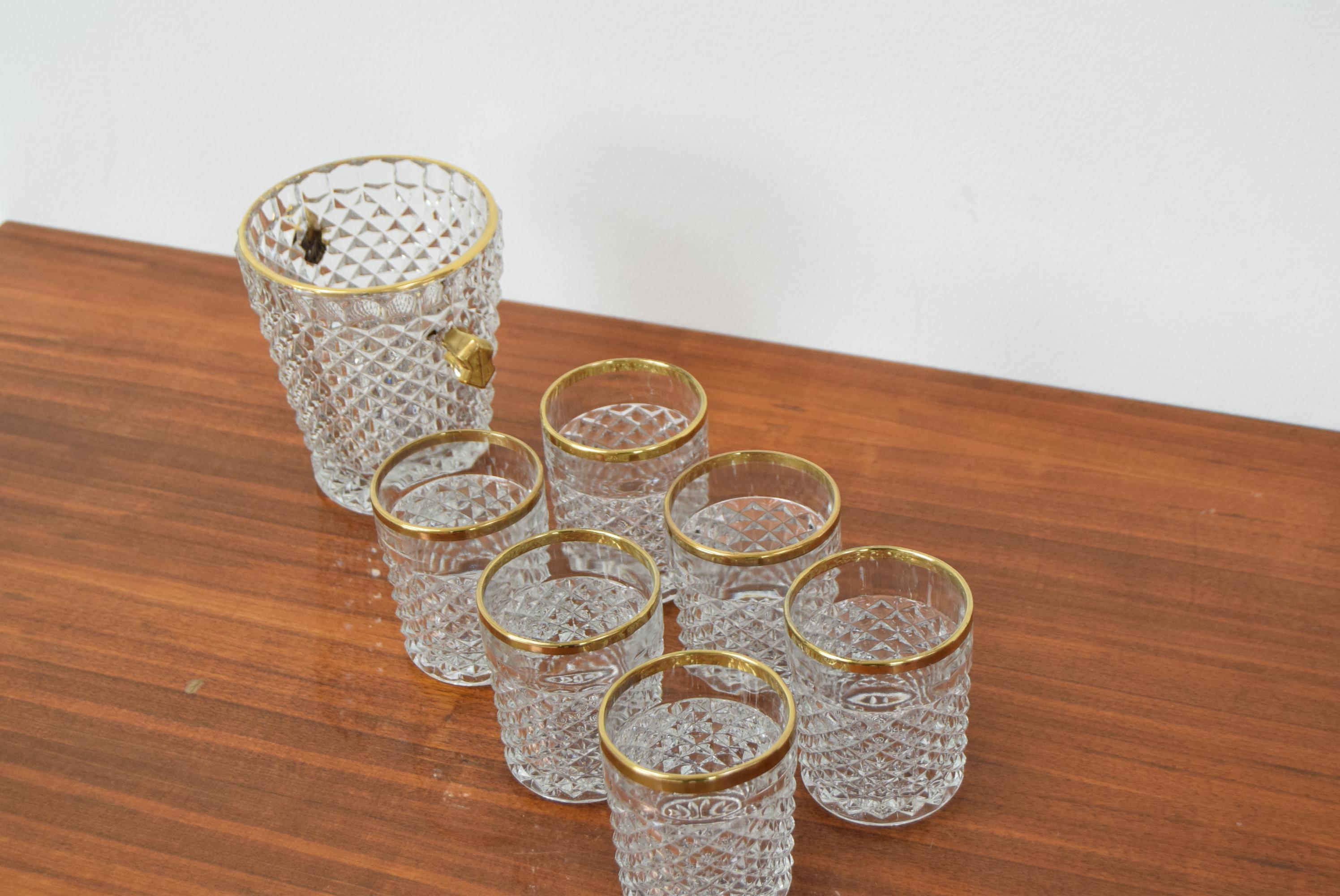 Set Glassware Barware of Mid-Century by Bohemia Crystal, 1960's For Sale 1