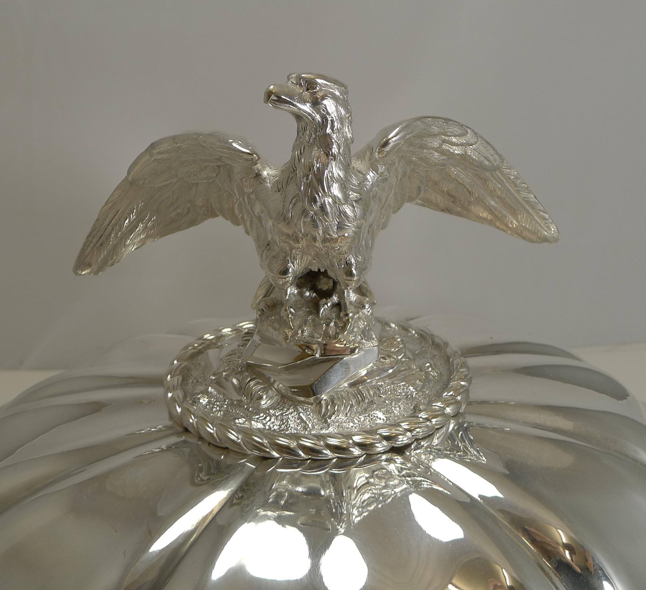 French Set Graduated Meat/Platter Covers or Domes by Durand, Paris, circa 1840, Eagles For Sale