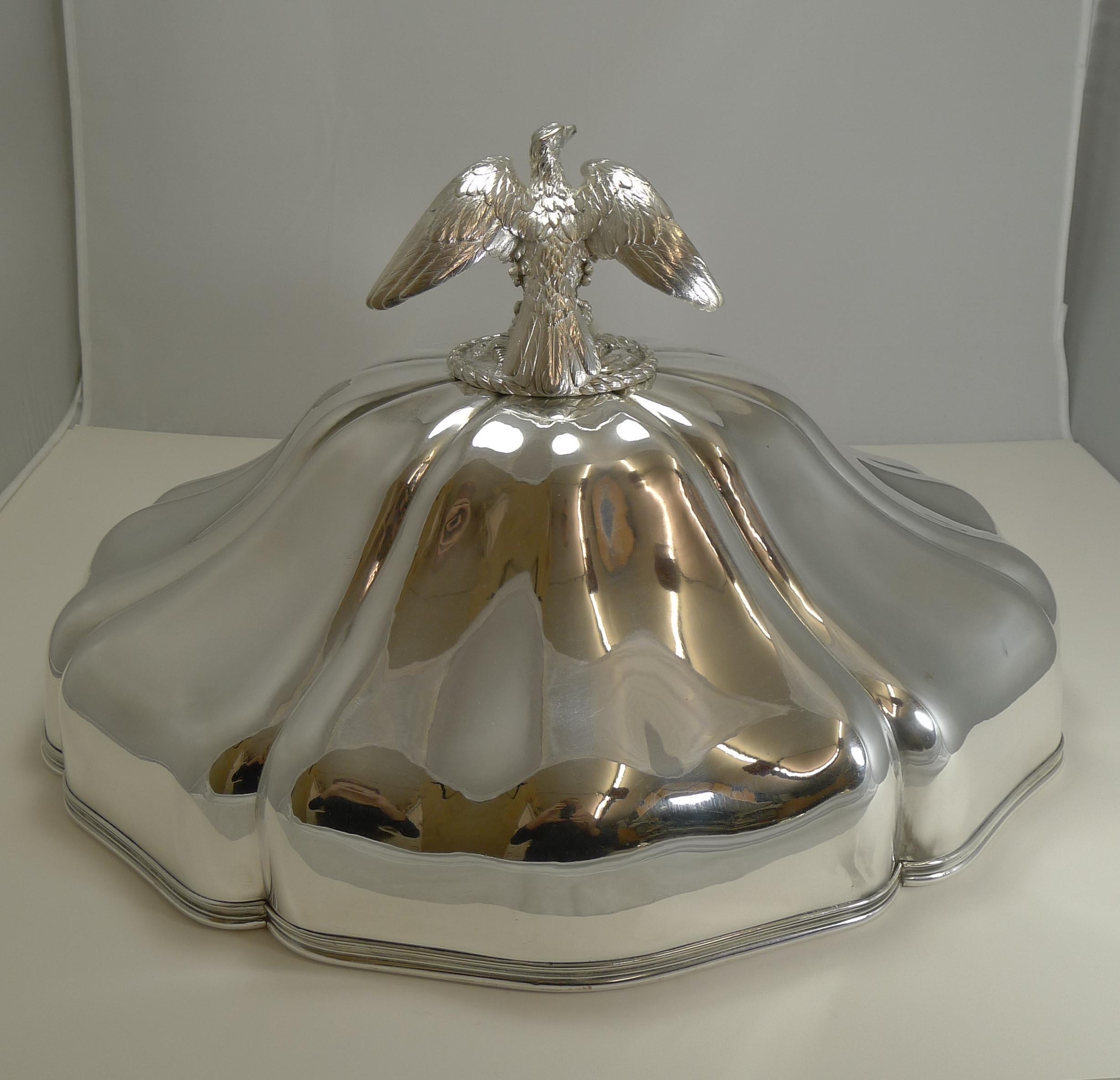 Mid-19th Century Set Graduated Meat/Platter Covers or Domes by Durand, Paris, circa 1840, Eagles For Sale