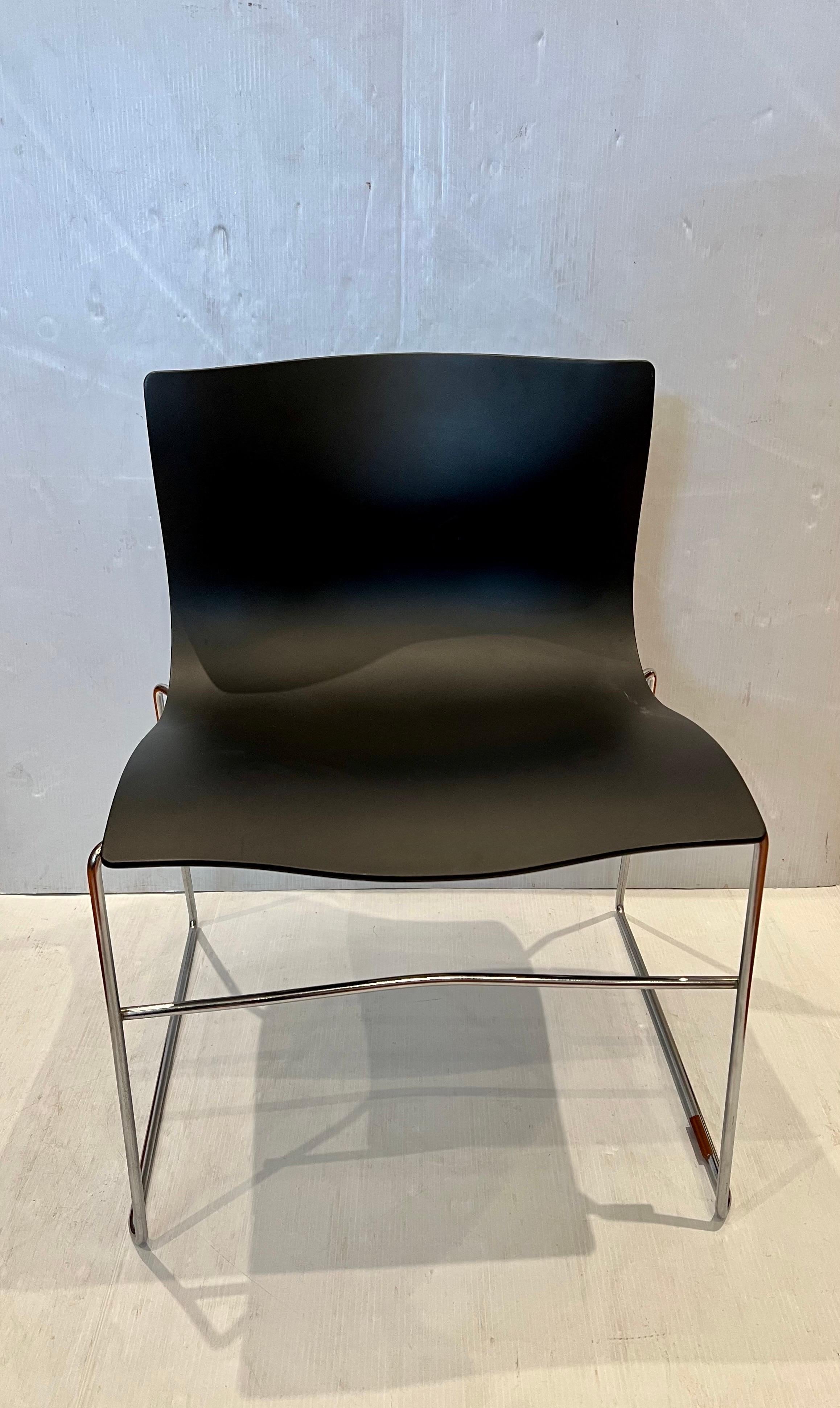 Set Handkerchief 4 Chairs in Black &Chrome Designed by Vignelli for Knoll Studio In Good Condition In San Diego, CA